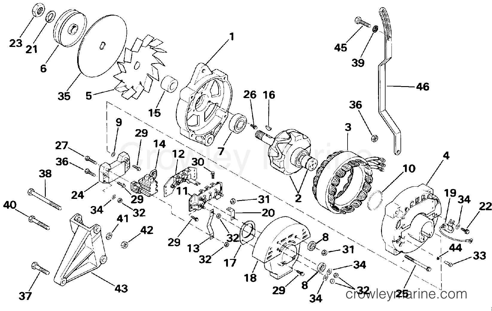 1993 Stern Drive 7.4 - 744DPPJVB - ALTERNATOR