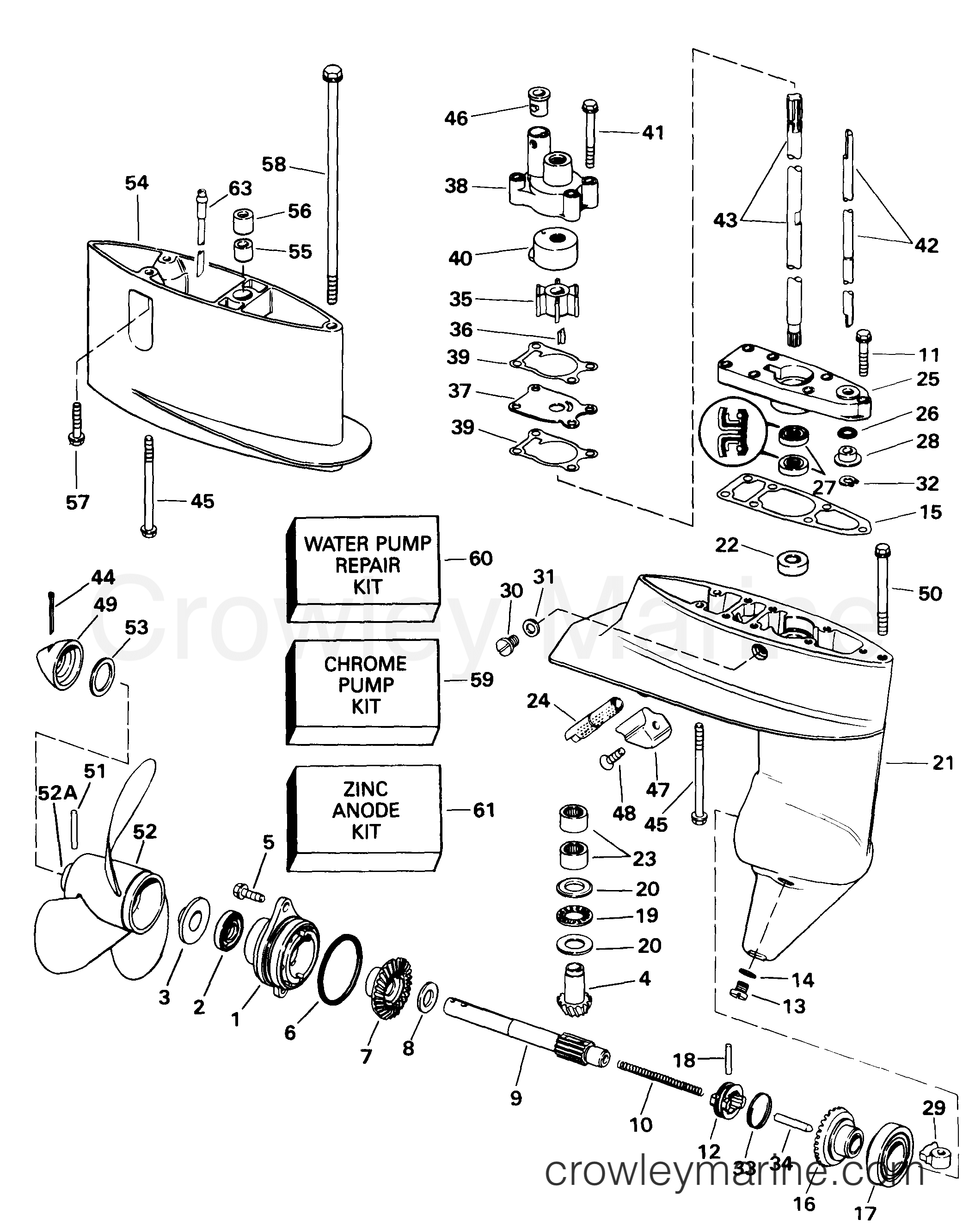 1999 Outboard 8 - J8WREES - GEARCASE