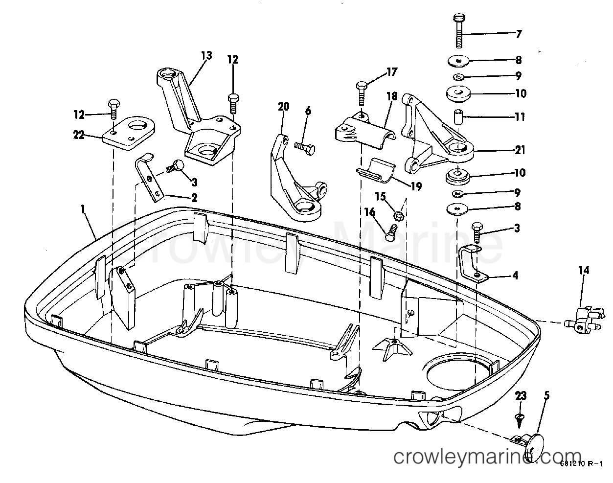1968 Johnson Outboards 55 - TR-10S LOWER MOTOR COVER GROUP section