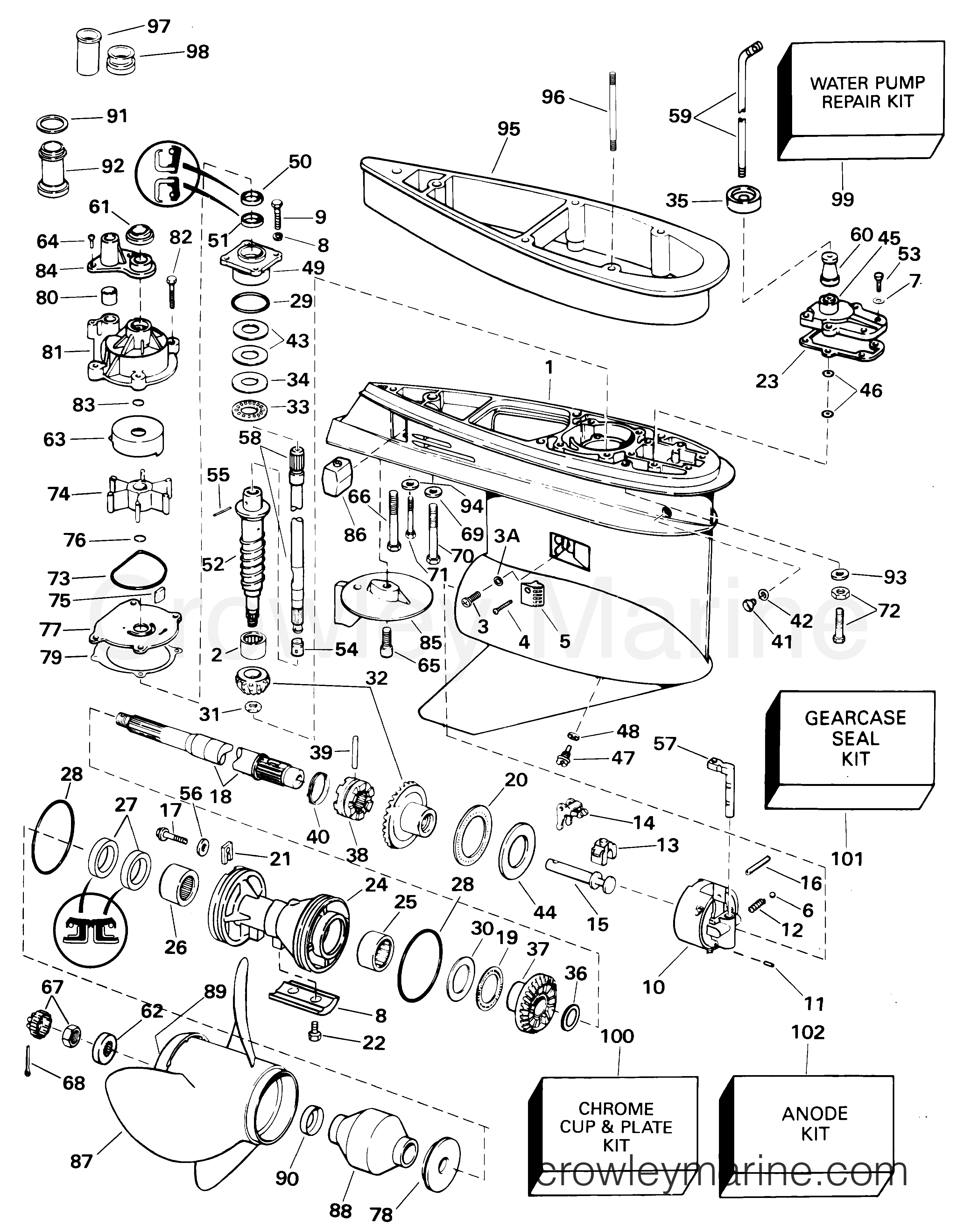 2001 Outboard 105 - E105WRYSIF - GEARCASE