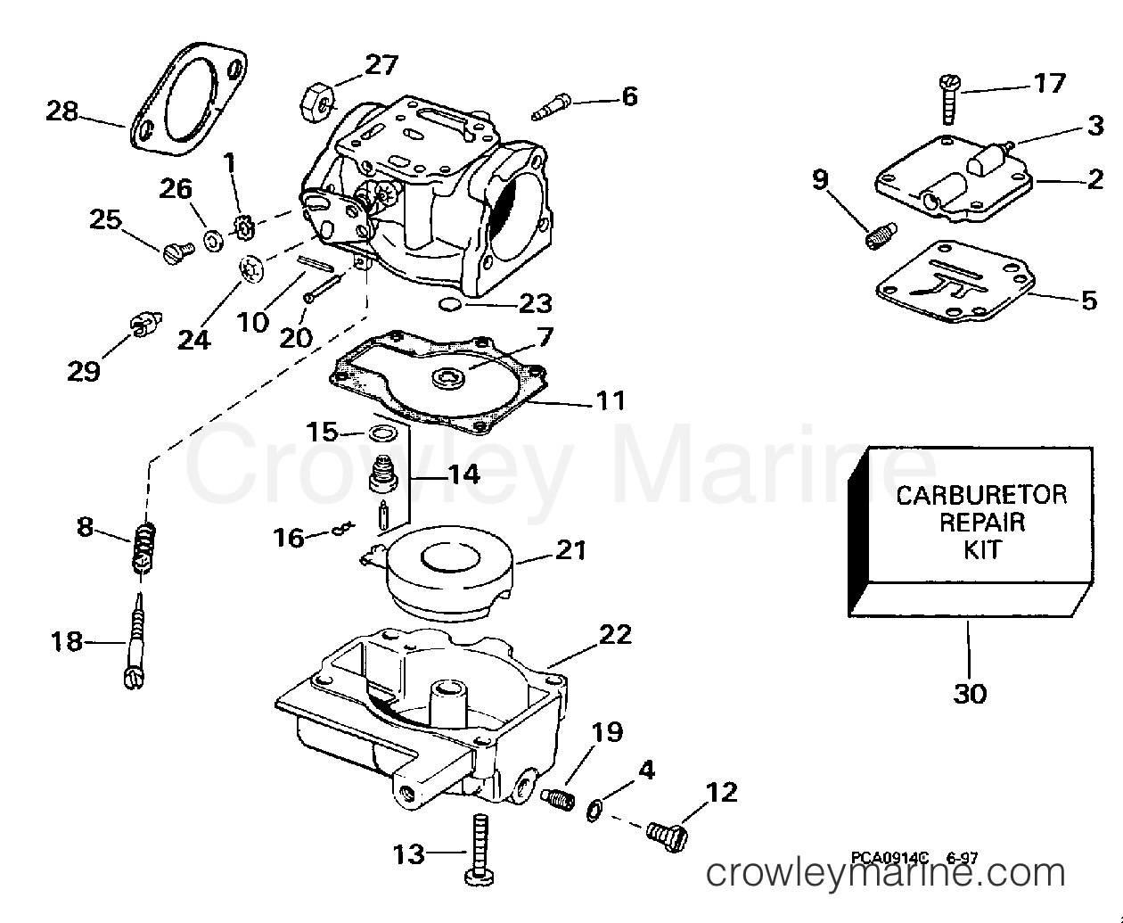 1998 Evinrude Outboards 20 - BE20SEECB CARBURETOR 30E, 30EL section