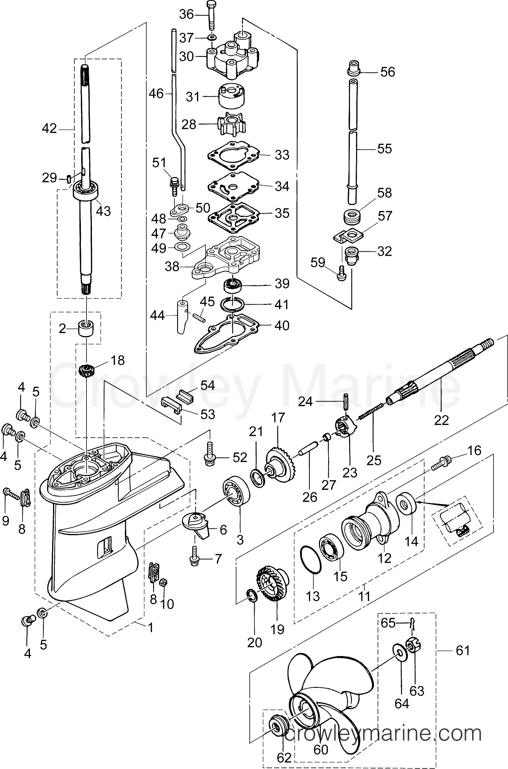 AA Outboard 9.8 PORTABLE - E10PL4AAB - GEARCASE ASSEMBLY