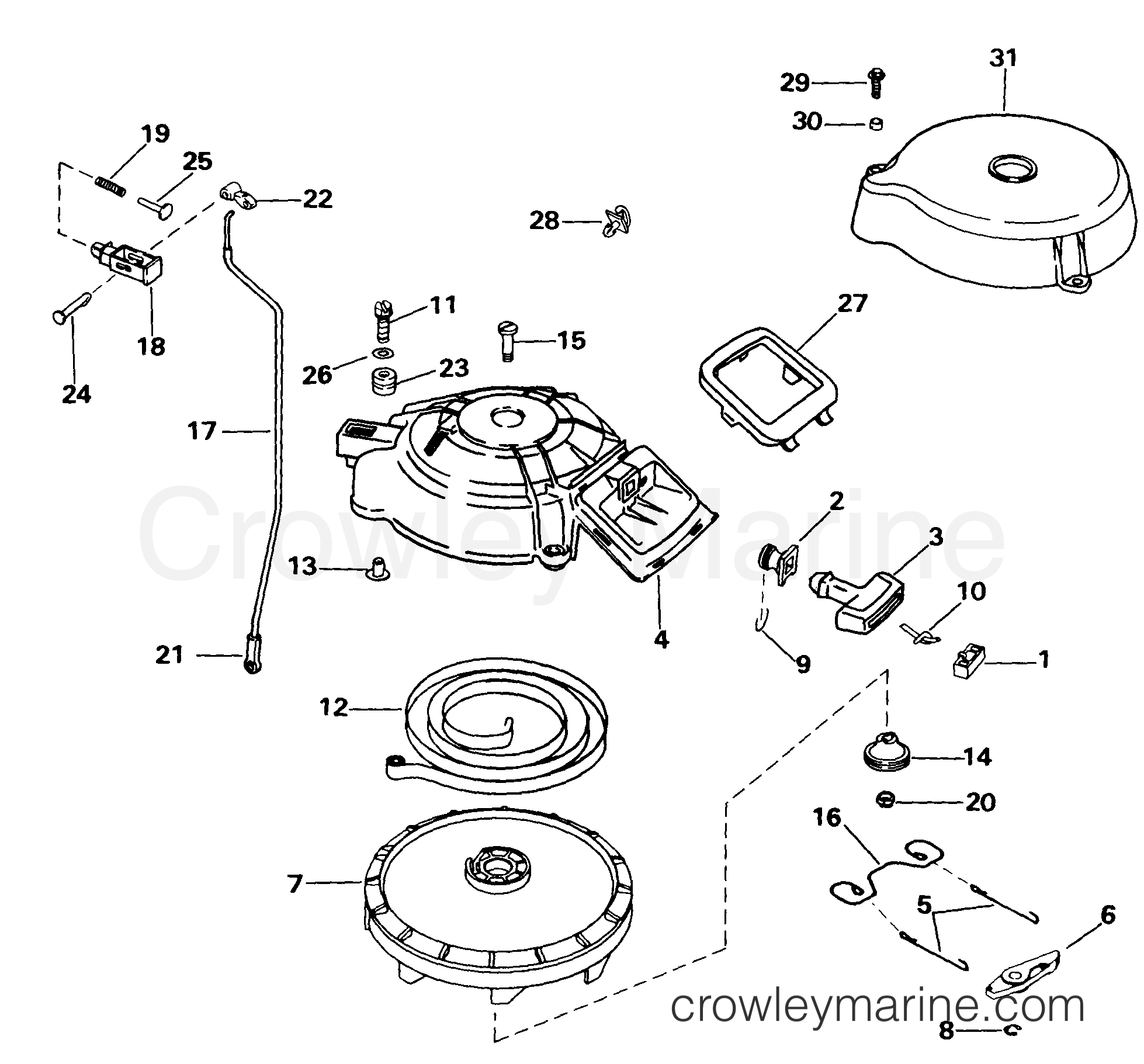 1999 Outboard 35 - J35PL3EEM - REWIND STARTER