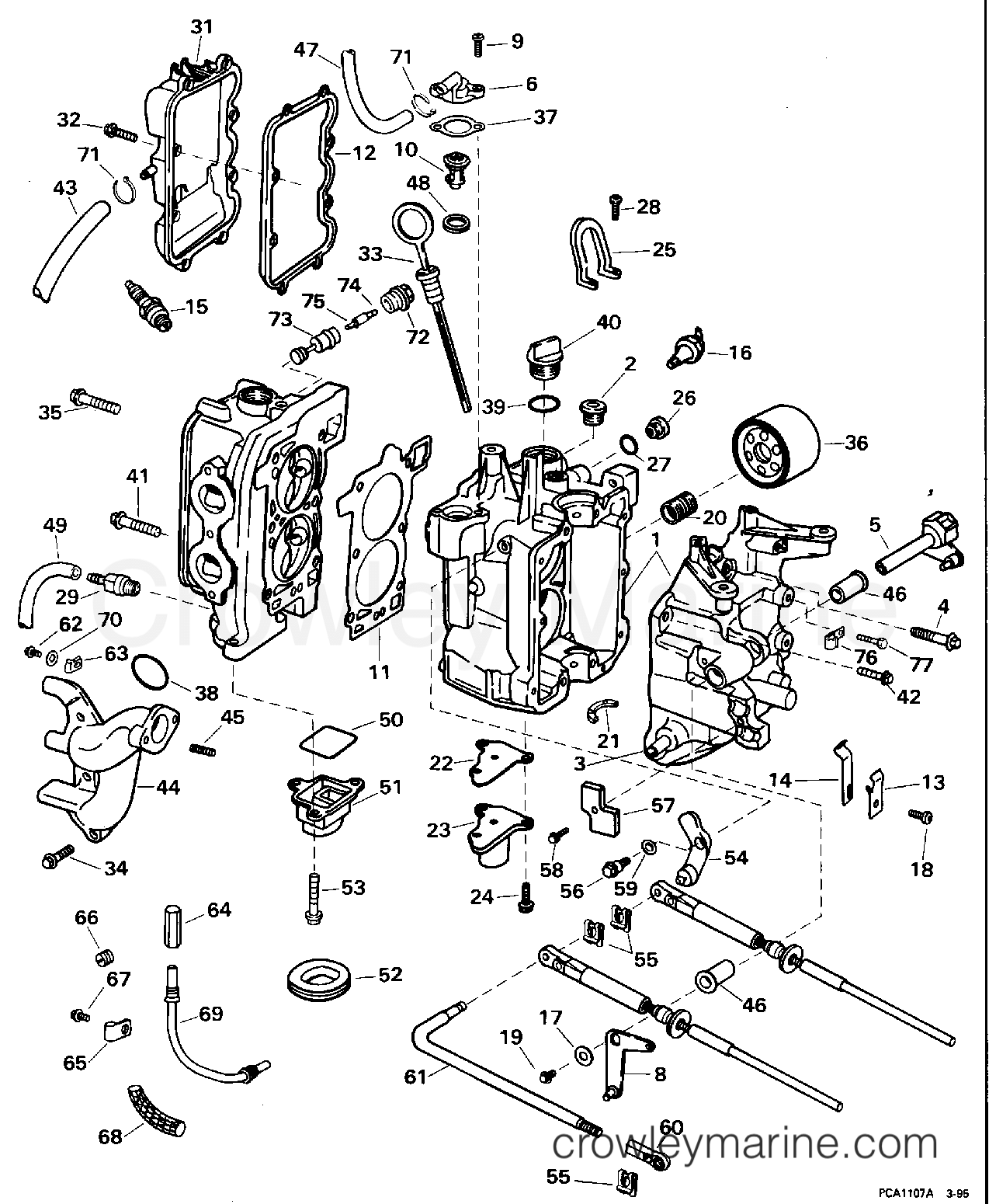 1995 Outboard 9.9 - J10FEXEO - CYLINDER & CRANKCASE