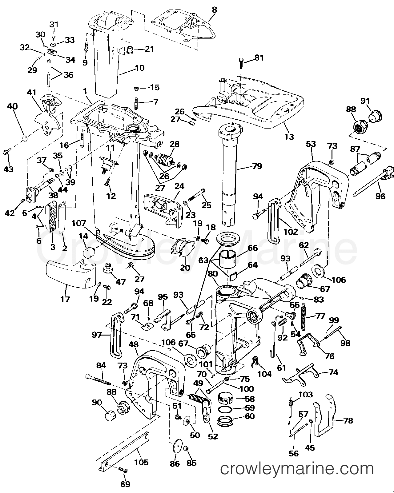 1991 Outboard 30 - J30TEEIC - MIDSECTION - 30 & 35 MODELS ONLY