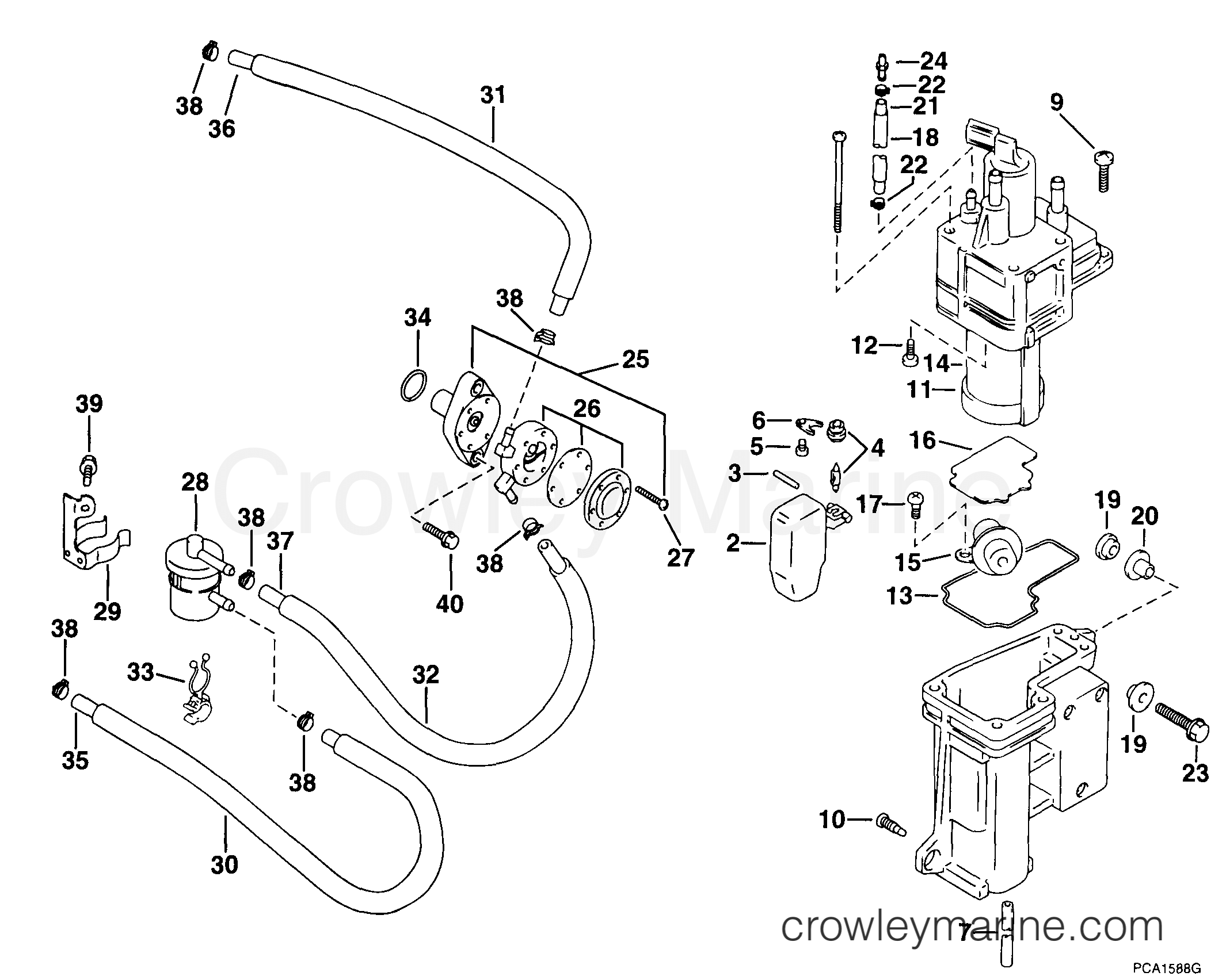 1999 Outboard 40 - E40PL4EES - FUEL PUMP & SEPARATOR
