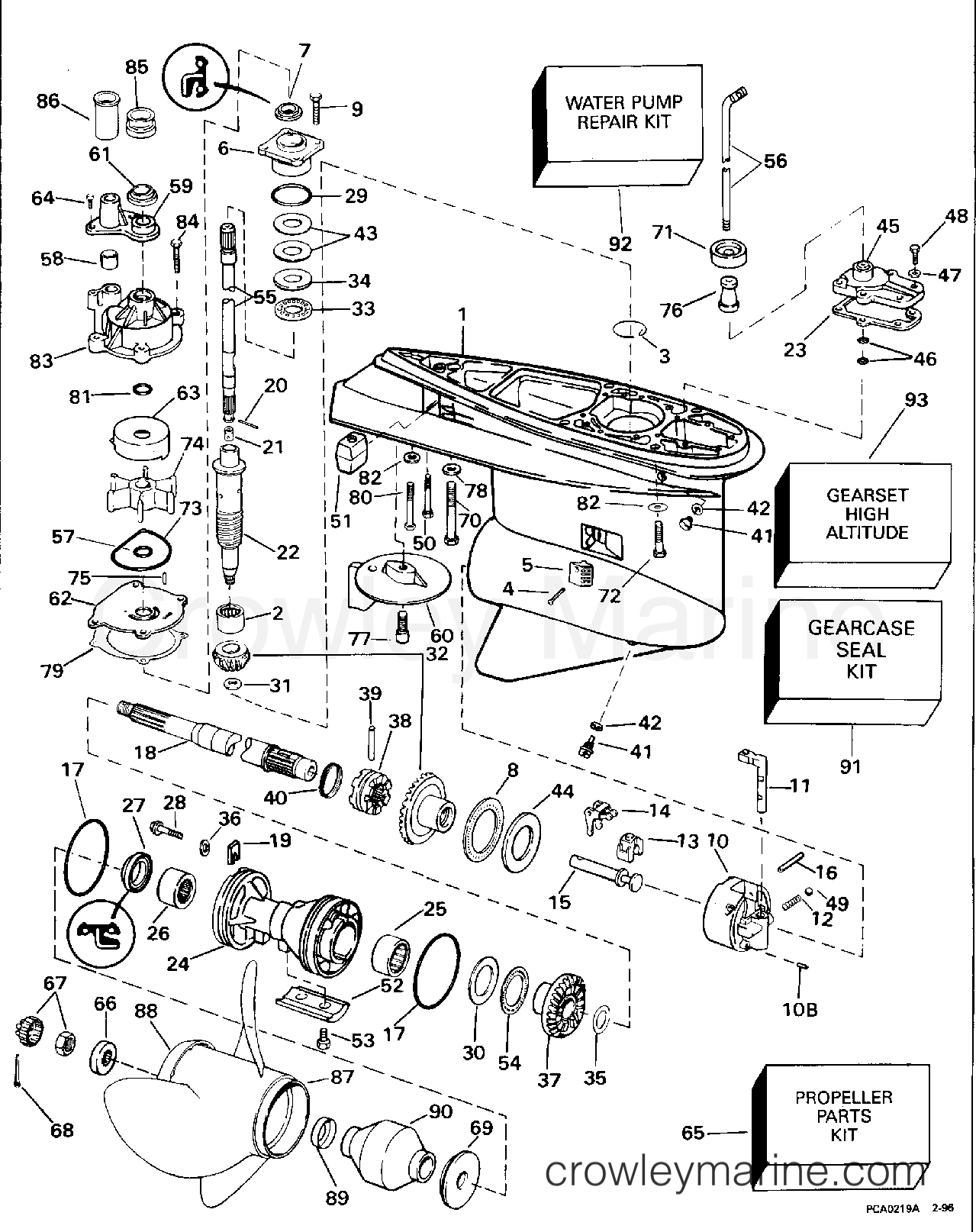 1996 Outboard 200 - SJ200WTPLA - GEARCASE