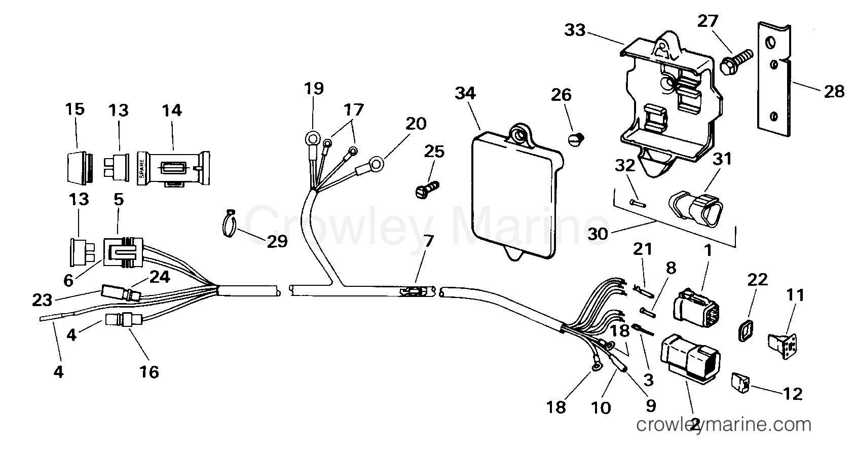 2000 Outboard 30 - J30ESSR - MOTOR CABLE ASSEMBLY
