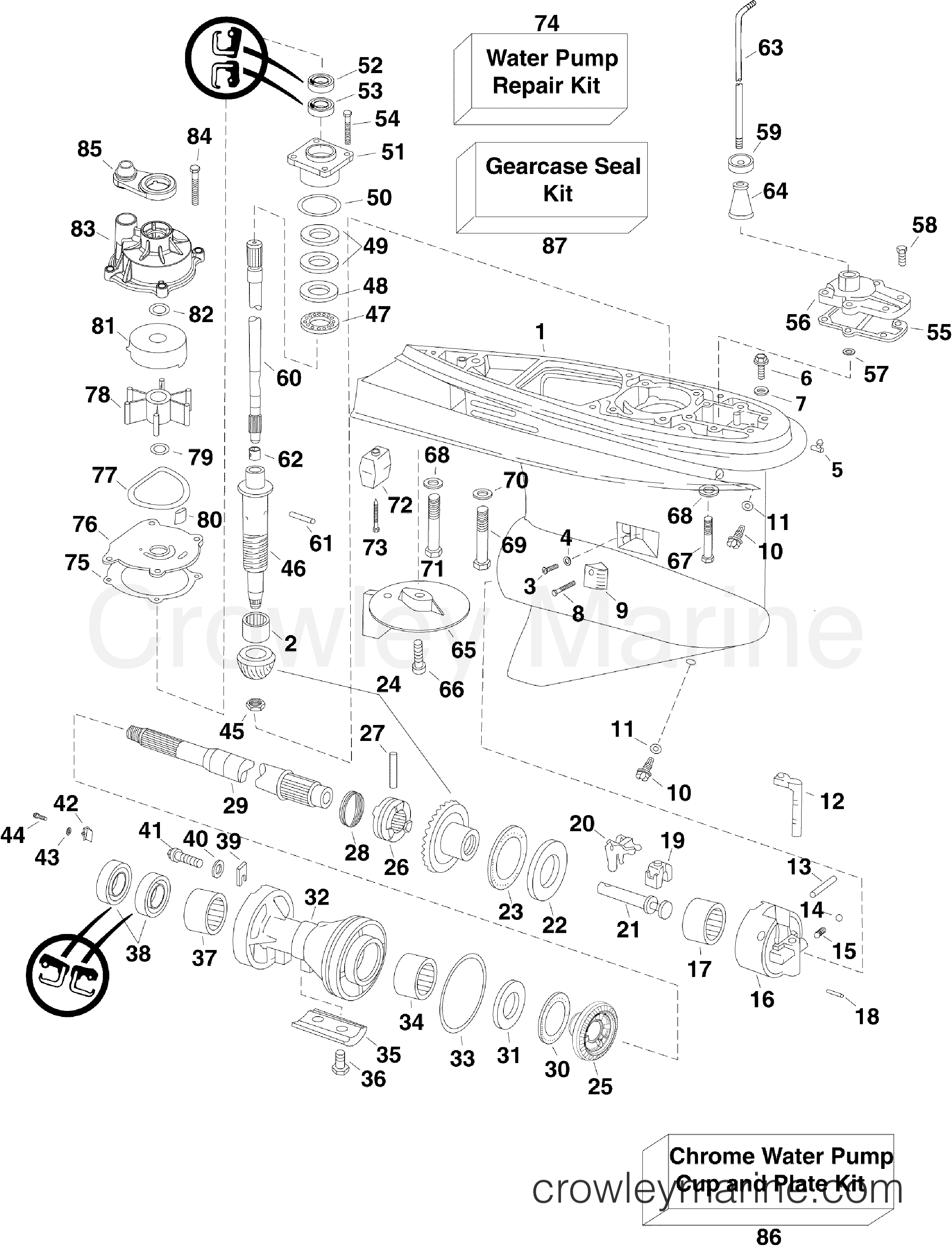 2009 Outboard 130 - E130DPXSES - GEARCASE