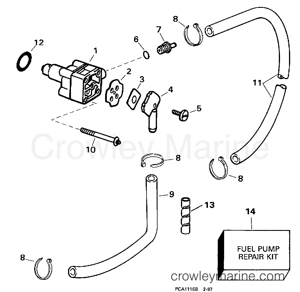 FUEL PUMP 1998 Johnson Outboards 9.9 J10FRELECM Crowley Marine