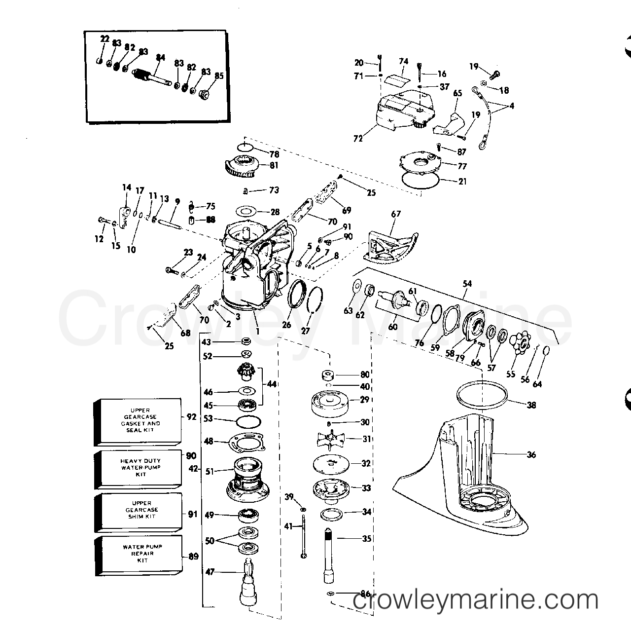 1978 OMC Stern Drive 240 - 990250P UPPER GEARCASE GROUP section