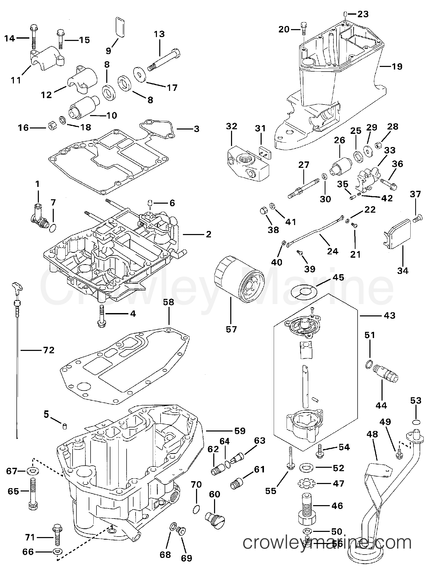2000 Outboard 70 - E70 - MIDSECTION & OIL SYSTEM