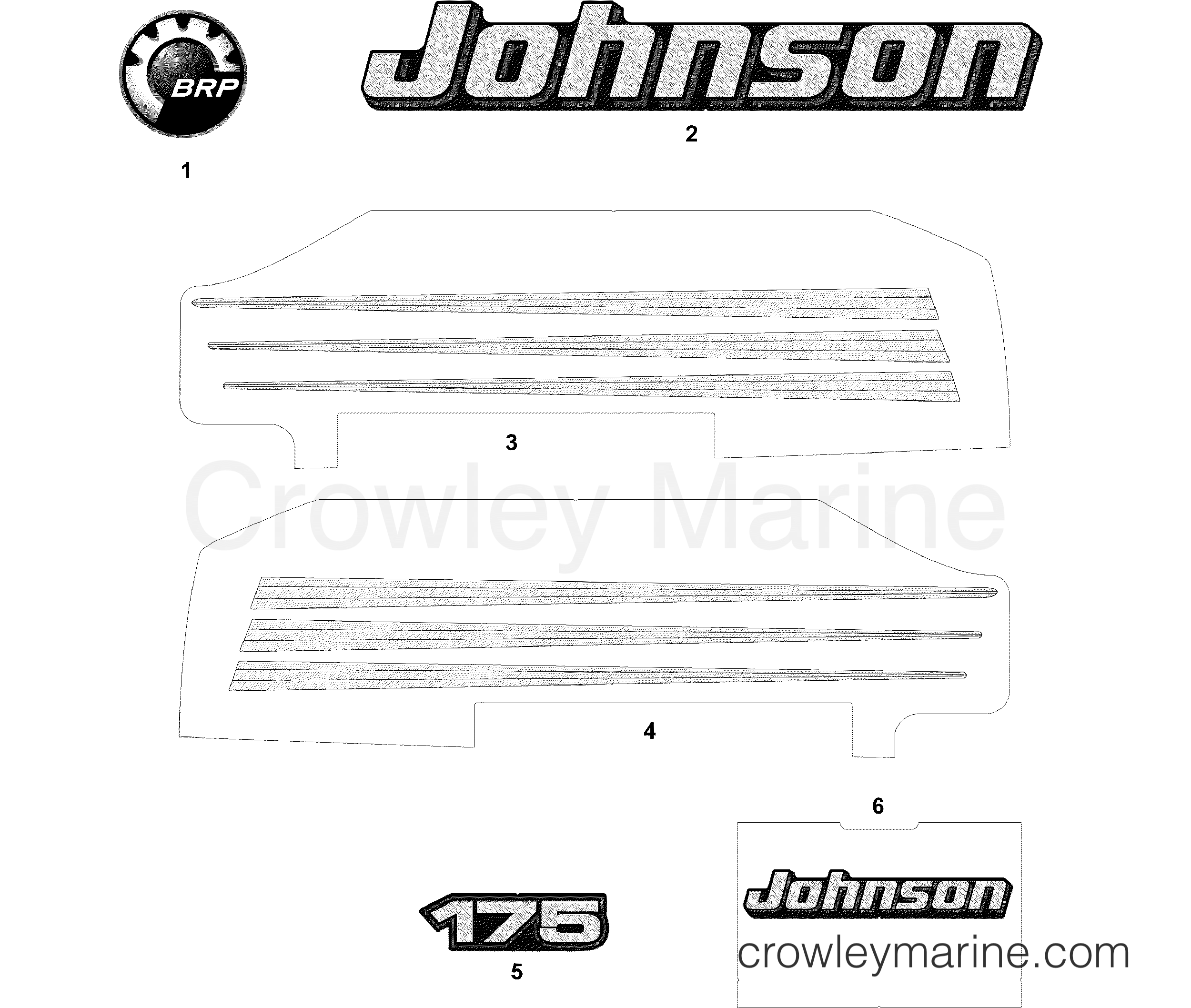 2006 Outboard 175 - J175GLSDE - DECALS GRAPHITE MODELS