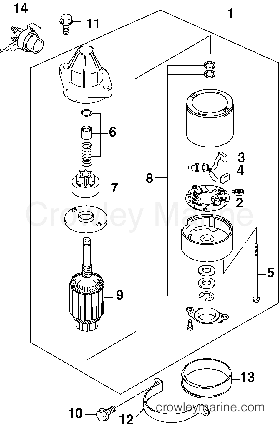 2002 Outboard 40 - J40PL4SNF - STARTER MOTOR