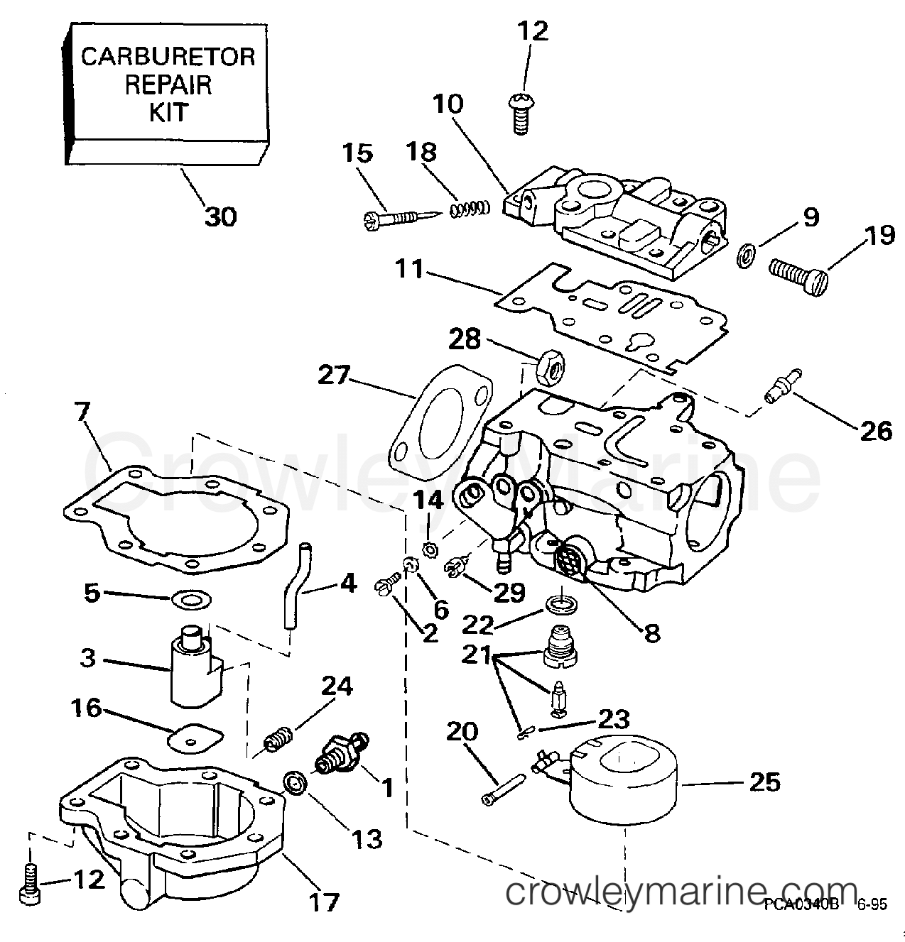 1997 Evinrude Outboards 18 - B25JREUR CARBURETOR - 20CR section