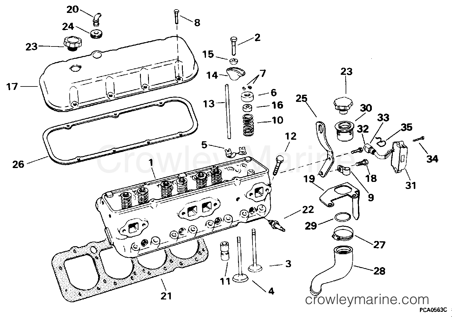 1995 Stern Drive 7.4 - 74FEPHUB - CYLINDER HEAD