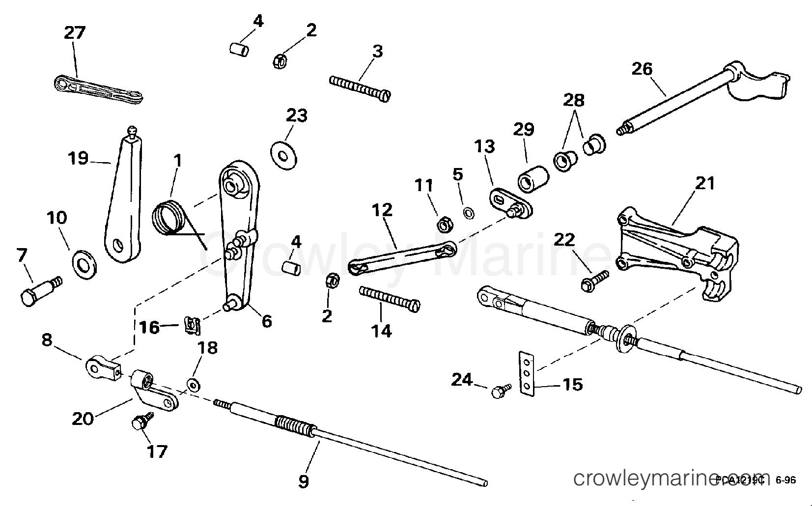 1997 Outboard 35 - J35QLEUR - THROTTLE LINKAGE