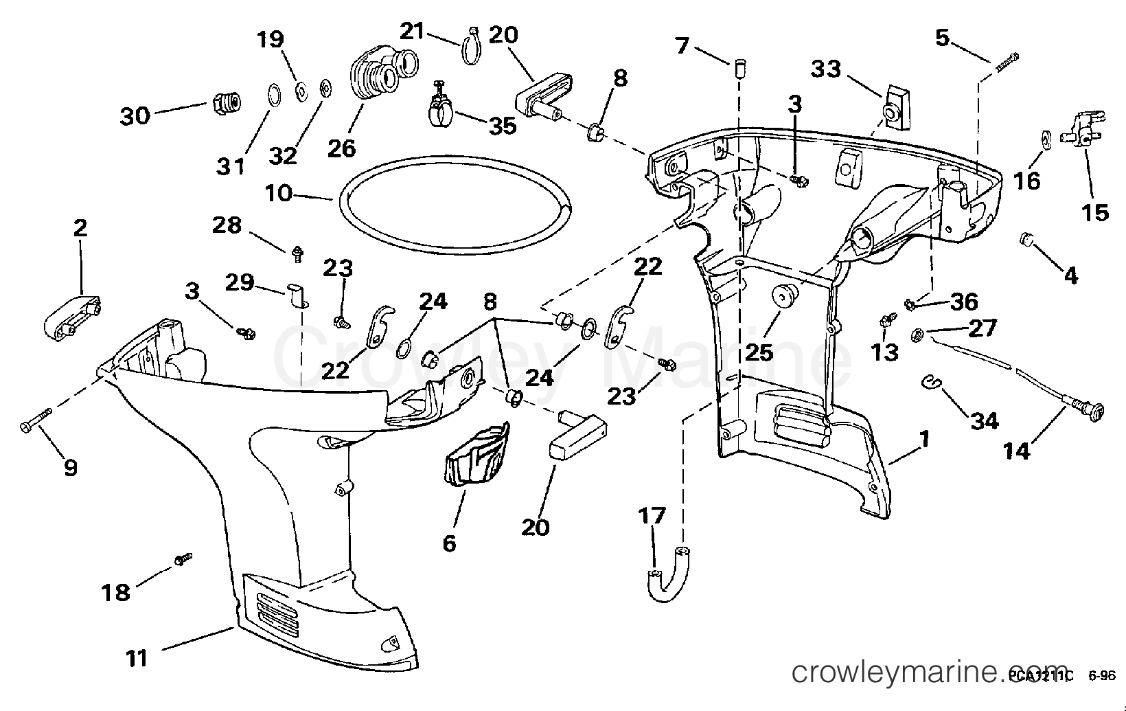 1997 Outboard 35 - J35TKLEUR - LOWER ENGINE COVER
