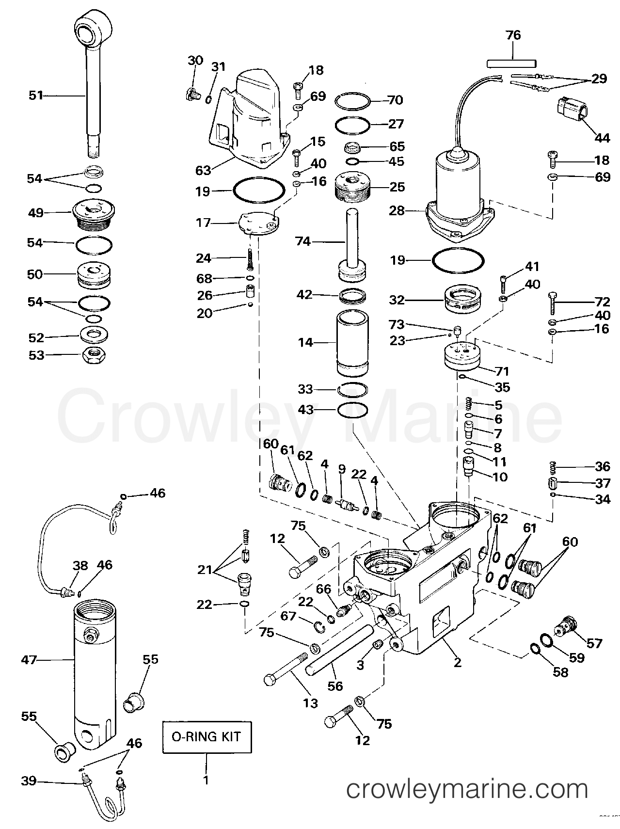 1990 Evinrude Outboards 115 - VE115TXESB POWER TRIM/TILT HYDRAULIC ASSEMBLY section