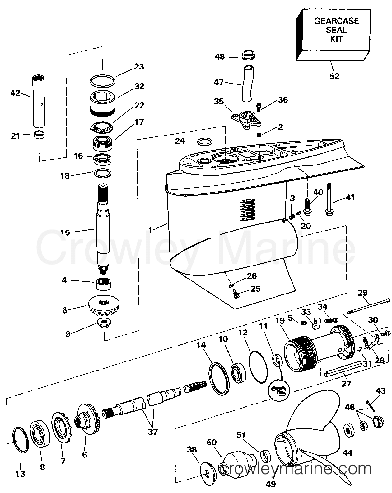 1995 Stern Drive 7.4 - 74FEPHUB - LOWER GEARCASE