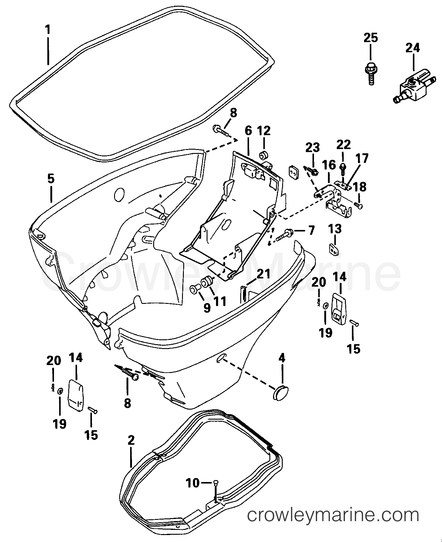 1998 Outboard 70 - J70FLTLECS - LOWER ENGINE COVER