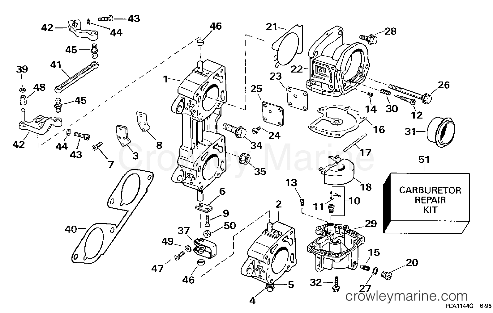 1997 Outboard 200 - E200CXEUA - CARBURETOR & LINKAGE