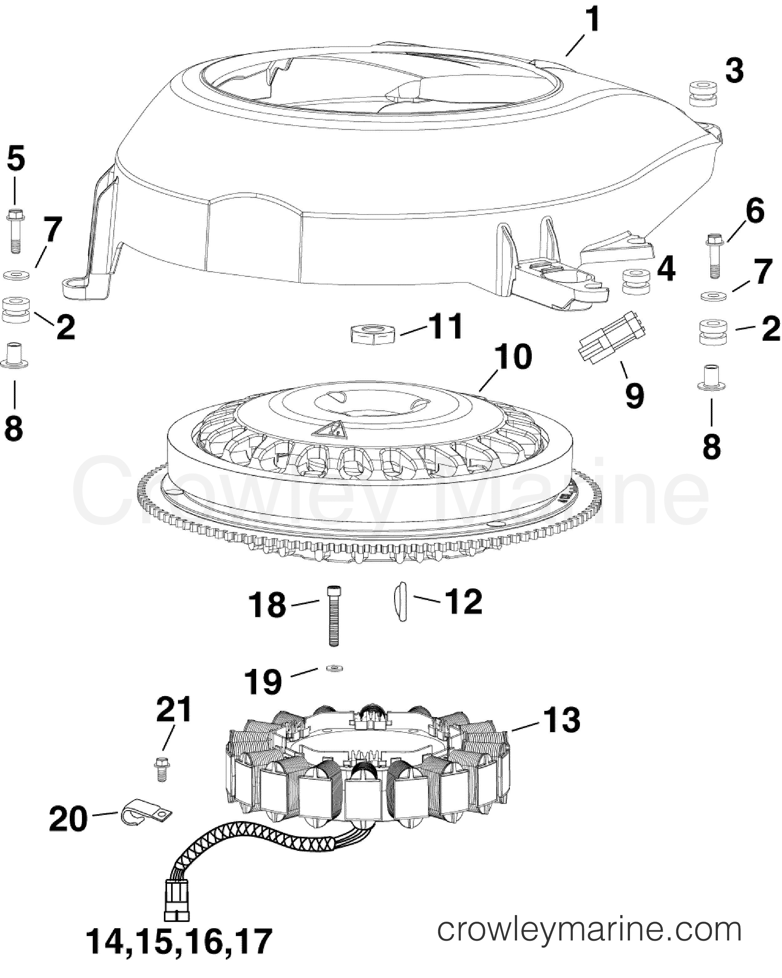 FLYWHEEL & STATOR - AB Outboard 300 - 3.4L E300DCXABB | Crowley Marine