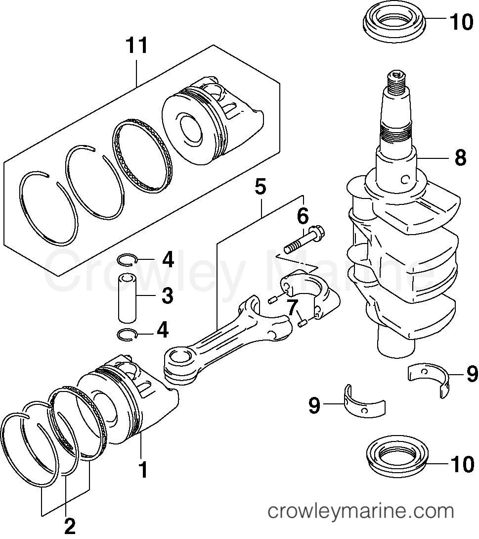 2004 Outboard 10 - J10EL4SRC - CRANKSHAFT & PISTONS