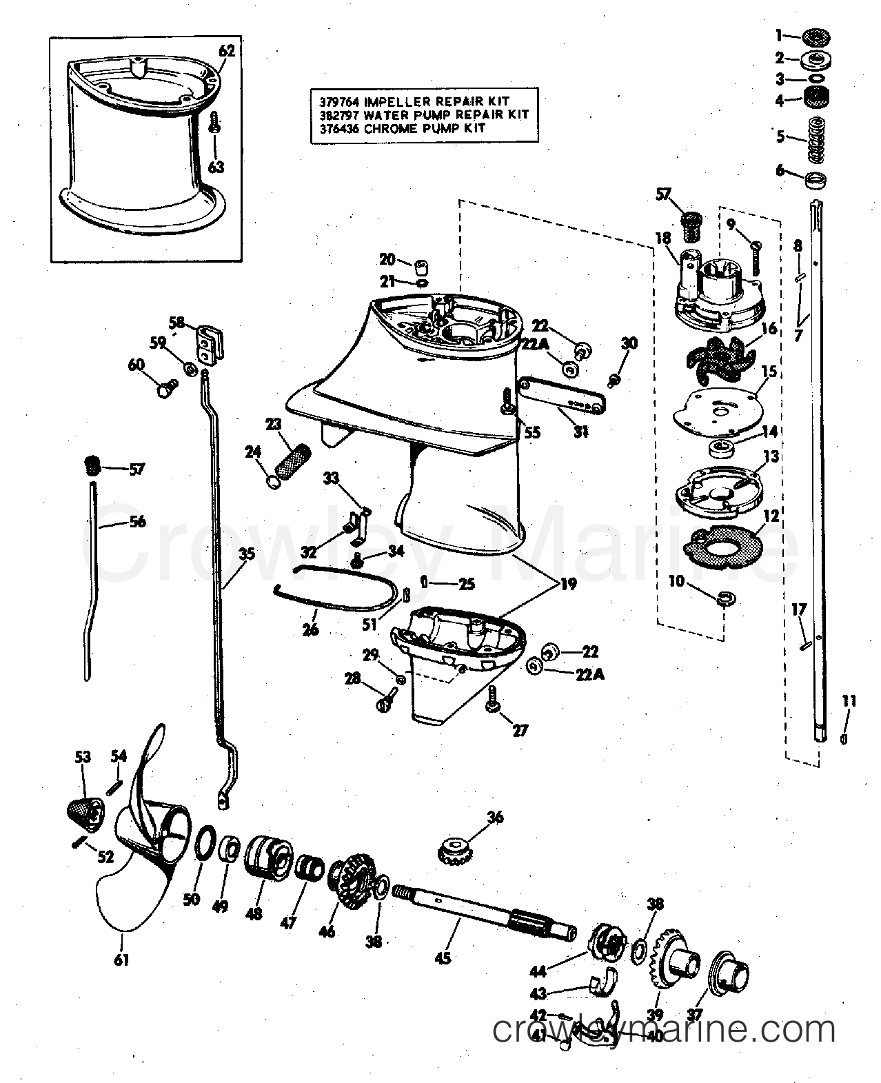 1973 Outboard 6 - 6RL73S - GEARCASE