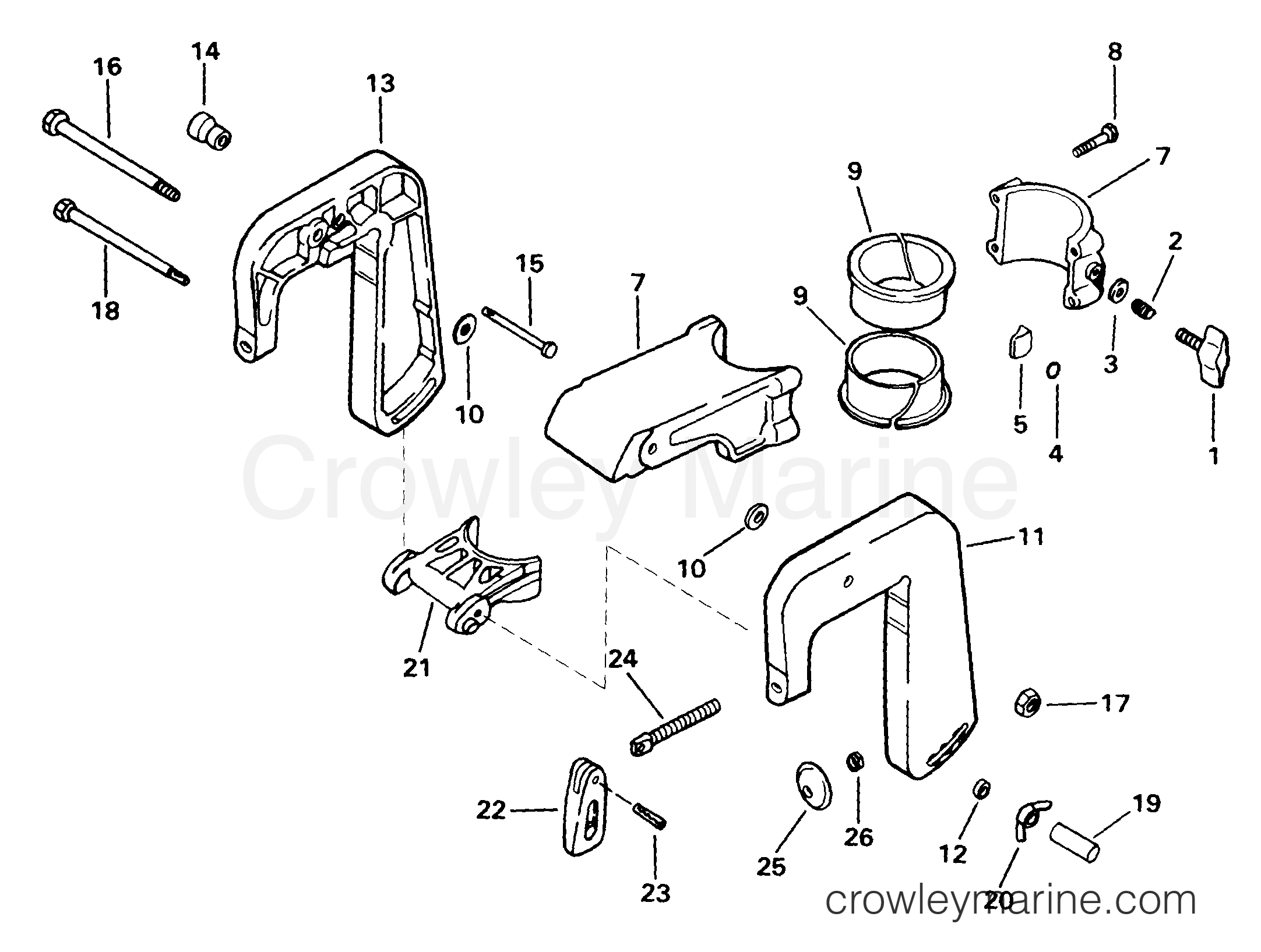 1999 Outboard 2.3 - J2WREES - STERN BRACKET & SWIVEL BRACKET