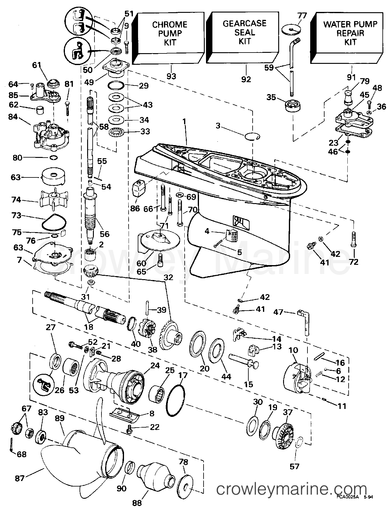 1995 Outboard 100 - J100WTLEOC - GEARCASE