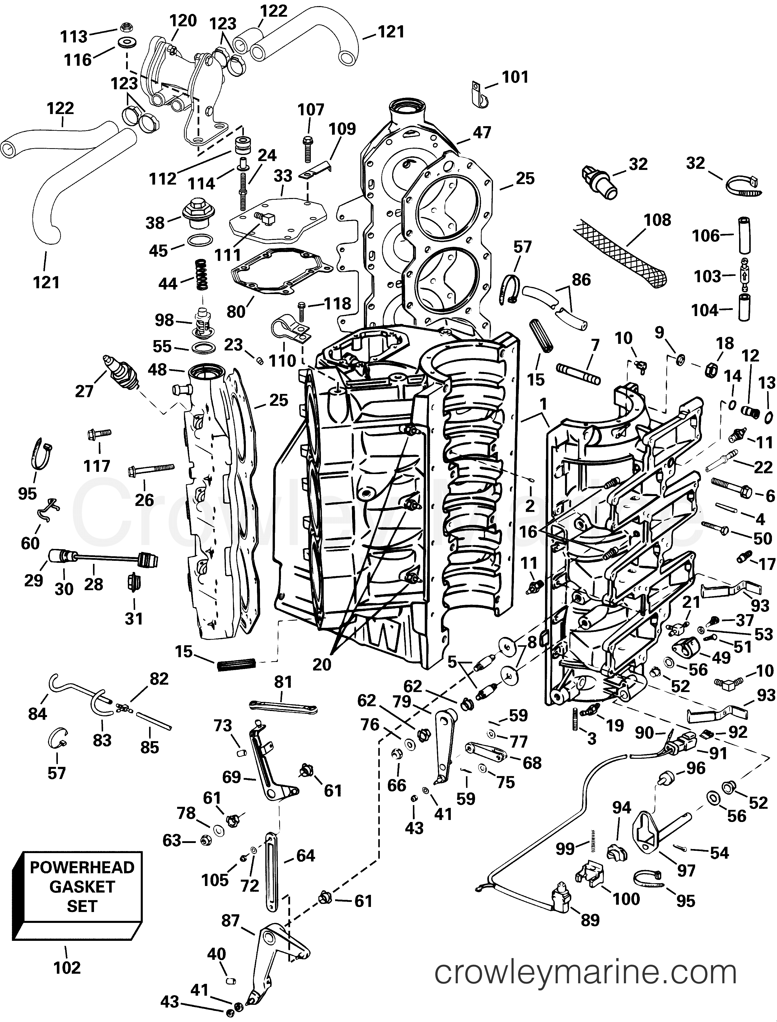 2001 Evinrude Outboards 225 - E225FCZSIF CYLINDER & CRANKCASE section