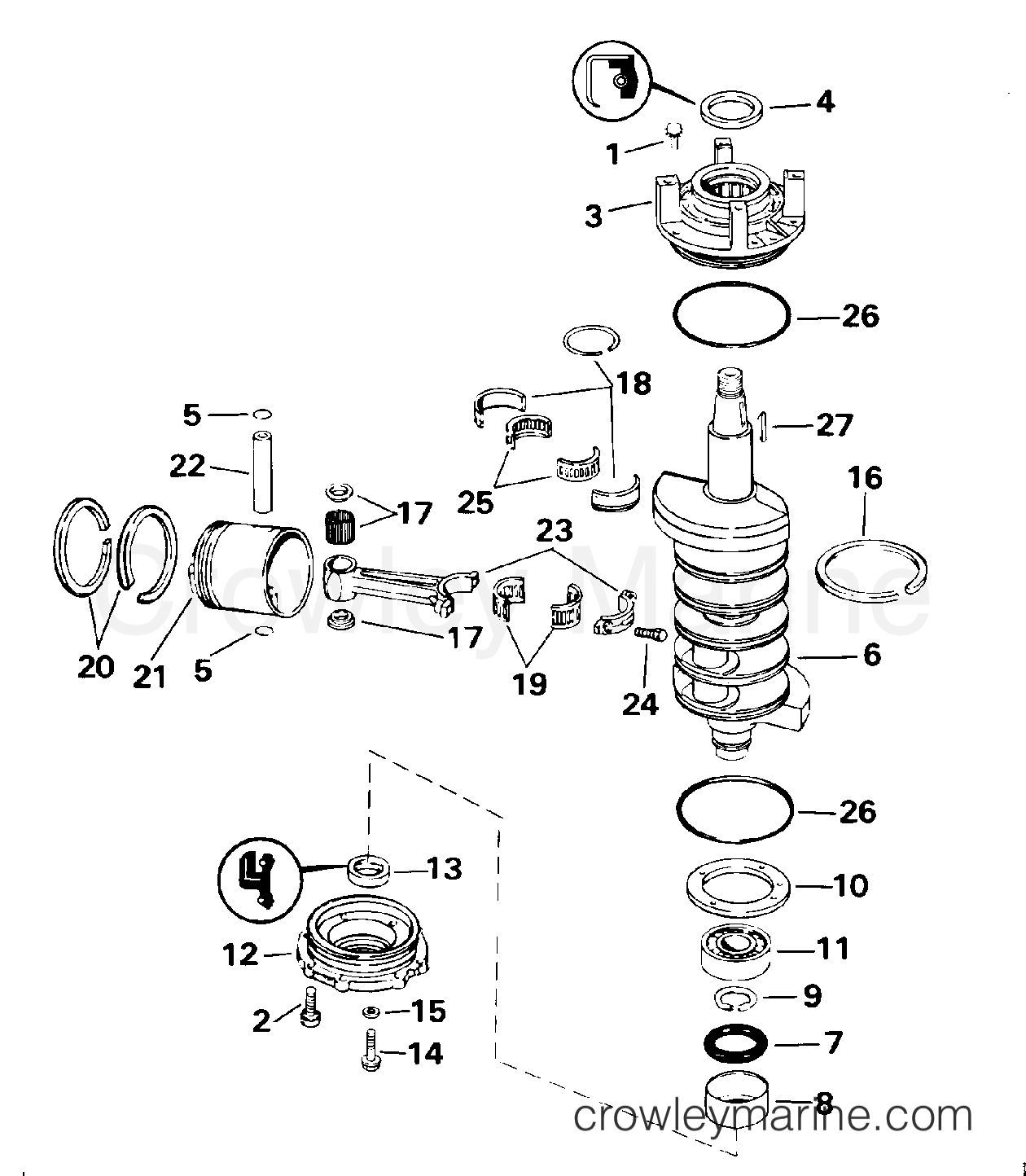 1995 Outboard 100 - J100WTLEOC - CRANKSHAFT & PISTON