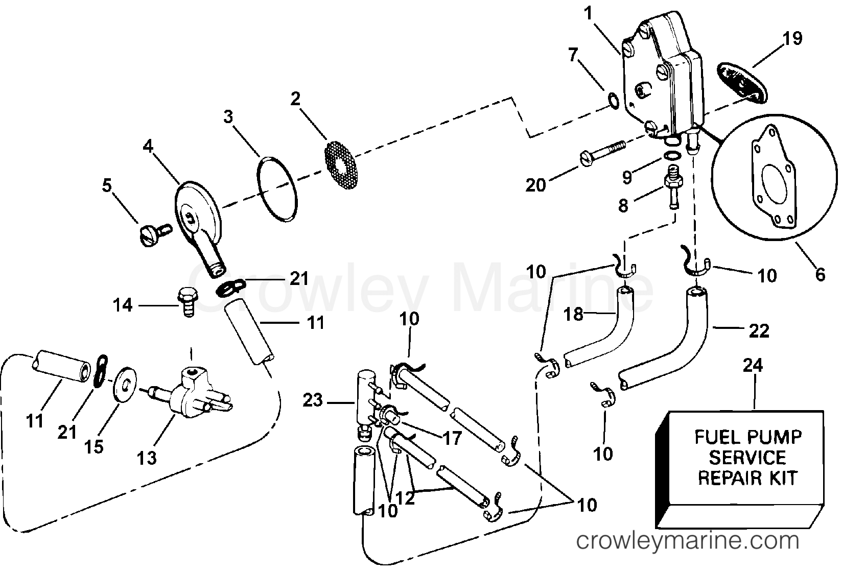2005 Outboard 40 - J40RLSOC - FUEL PUMP & FILTER