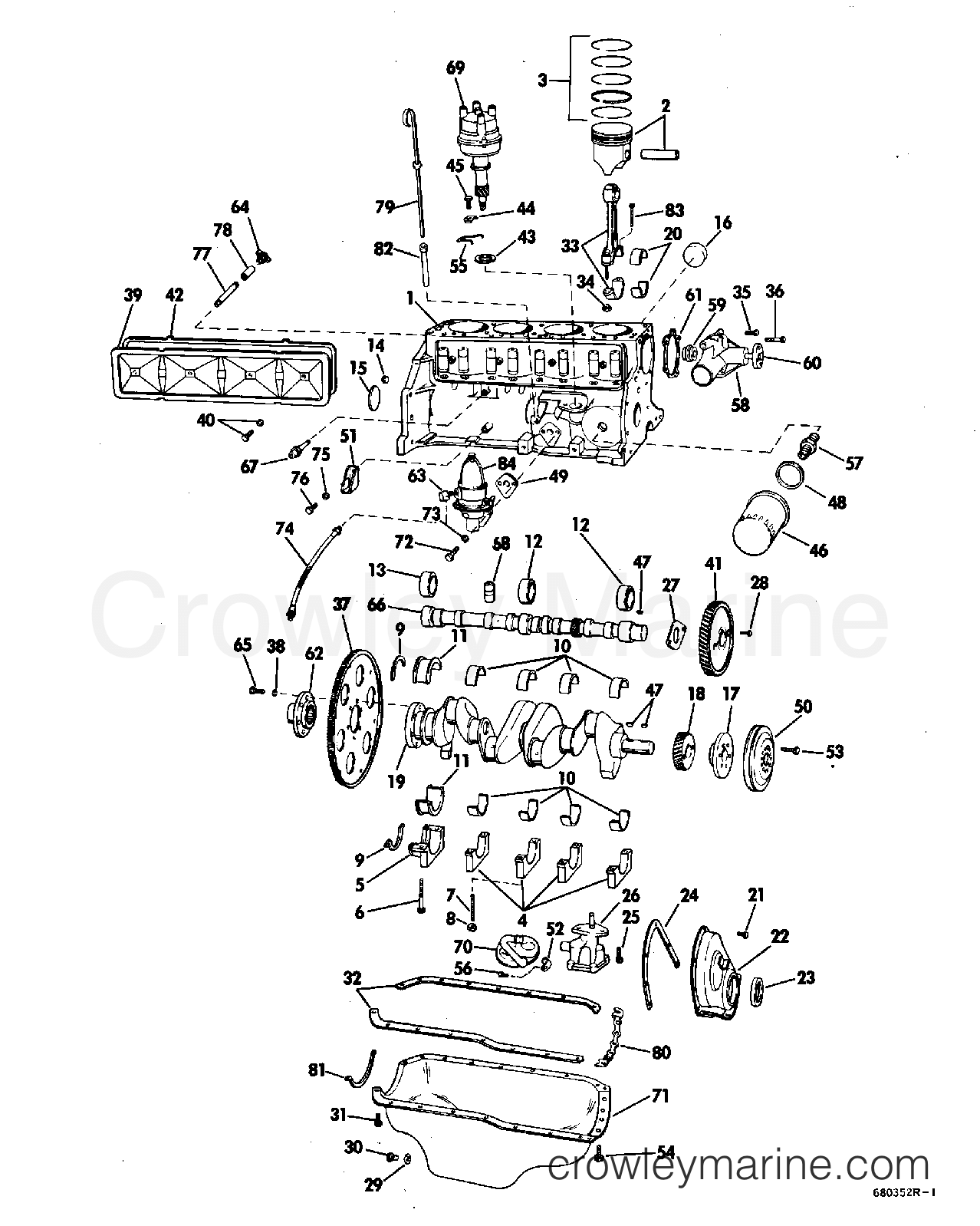 1968 Stern Drive 120 - CU-16C - CRANKCASE GROUP