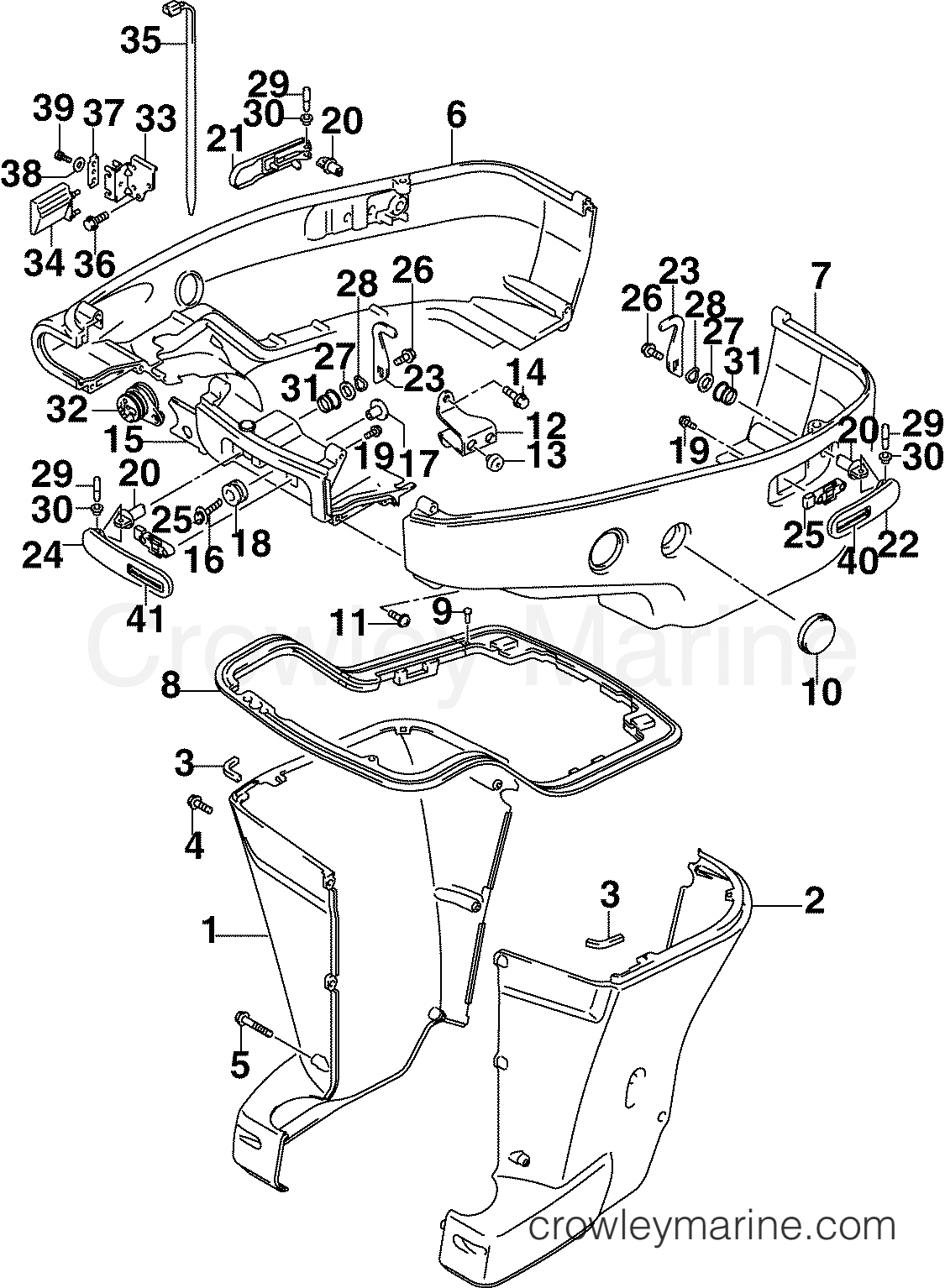 2005 Outboard 225 - BJ225CX4O - LOWER ENGINE COVER