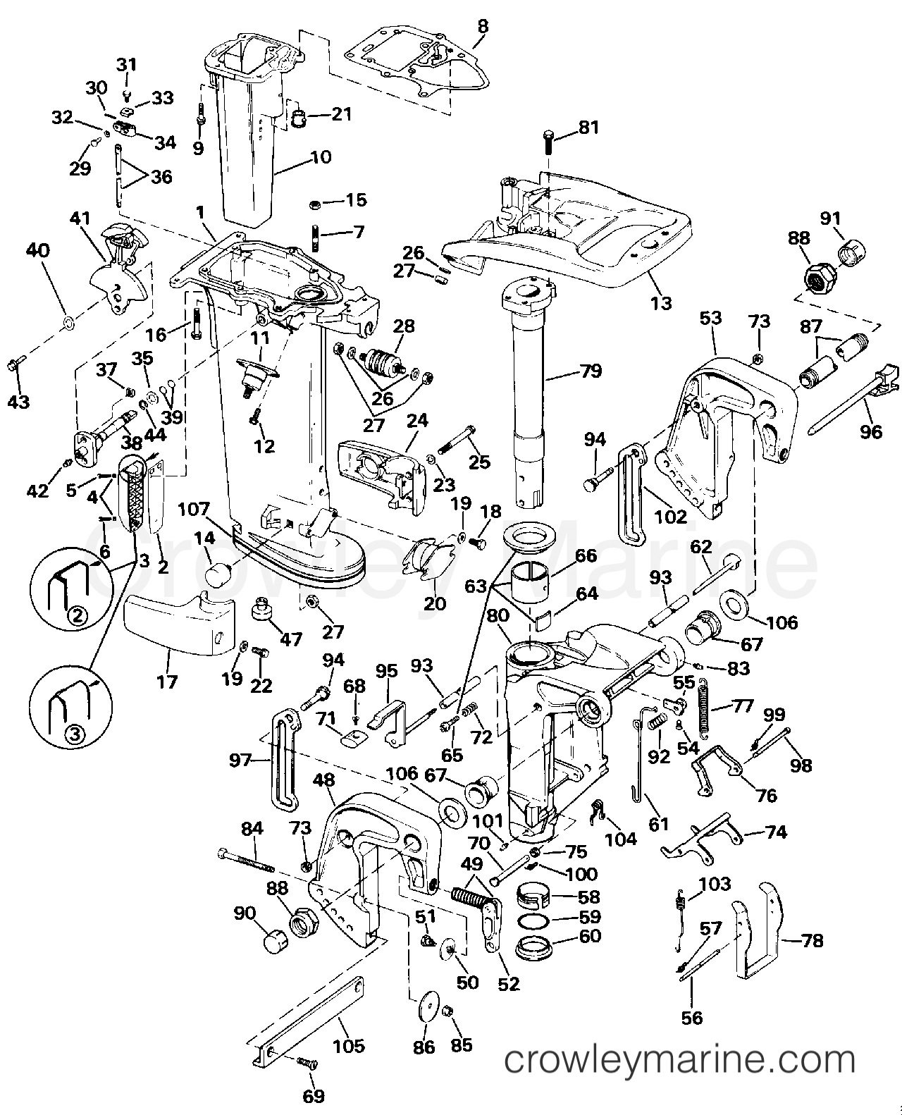 1993 Outboard 25 - J25TELETS - MIDSECTION
