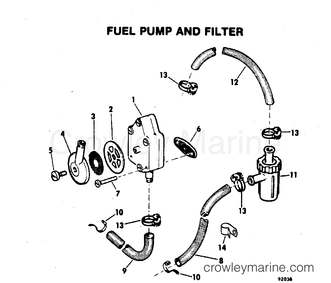 FUEL PUMP AND FILTER 1979 Johnson Outboards 55 55EL79C Crowley Marine