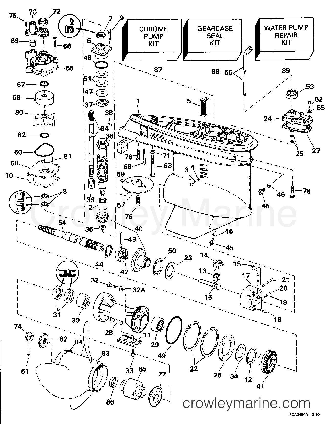 1995 Outboard 85 - J85TTLEOR - GEARCASE