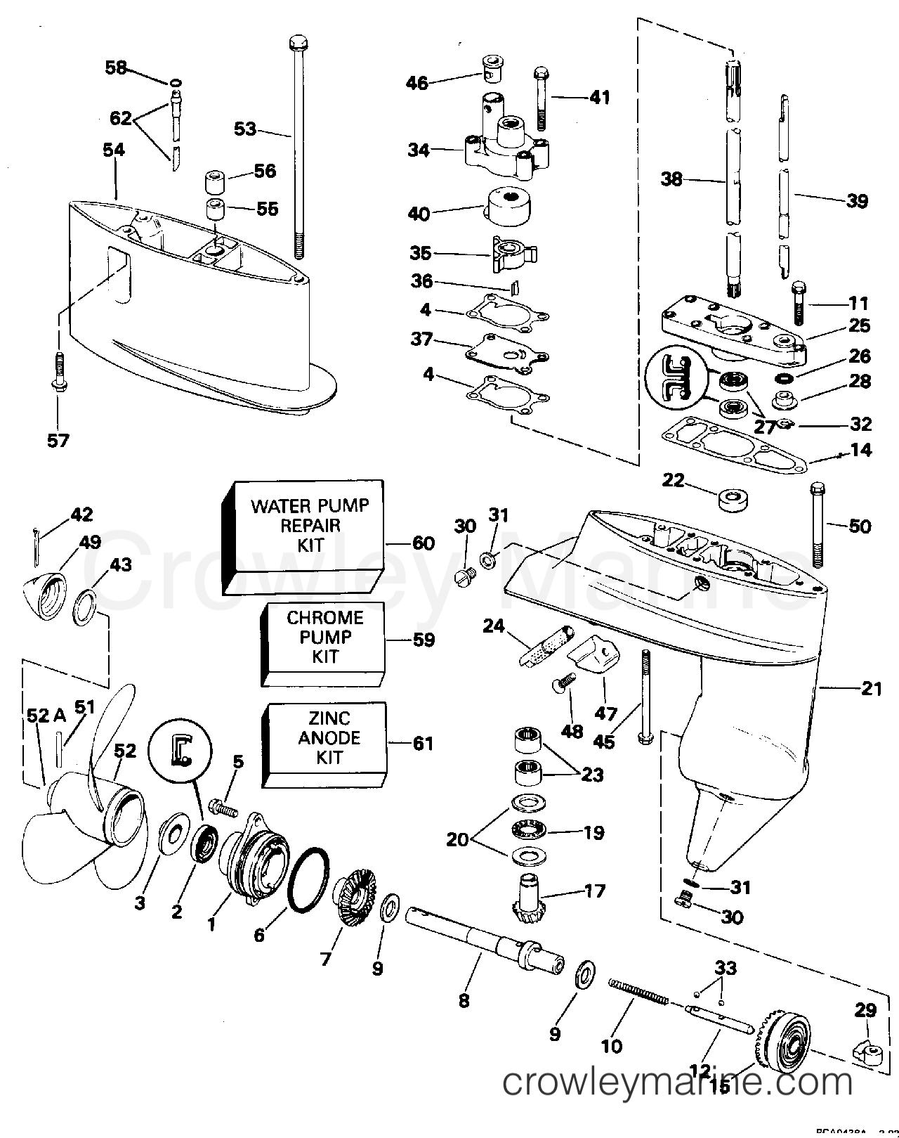 1995 Outboard 4 - J4RDHEOD - GEARCASE