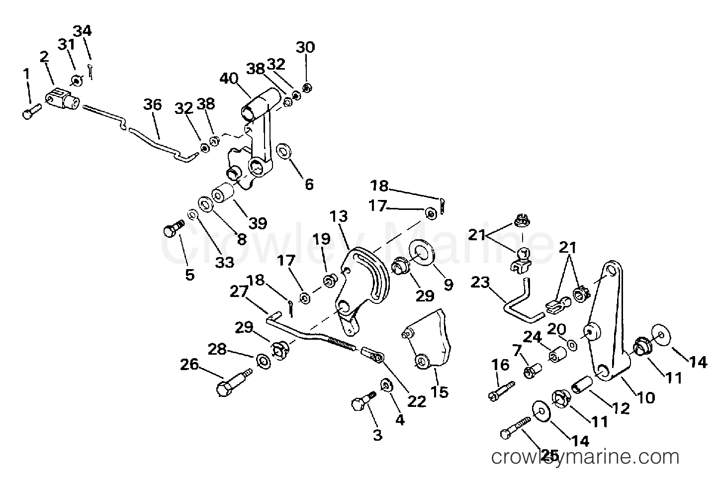 1997 Outboard 65 - J65RSLZ2 - SHIFT & THROTTLE LINKAGE