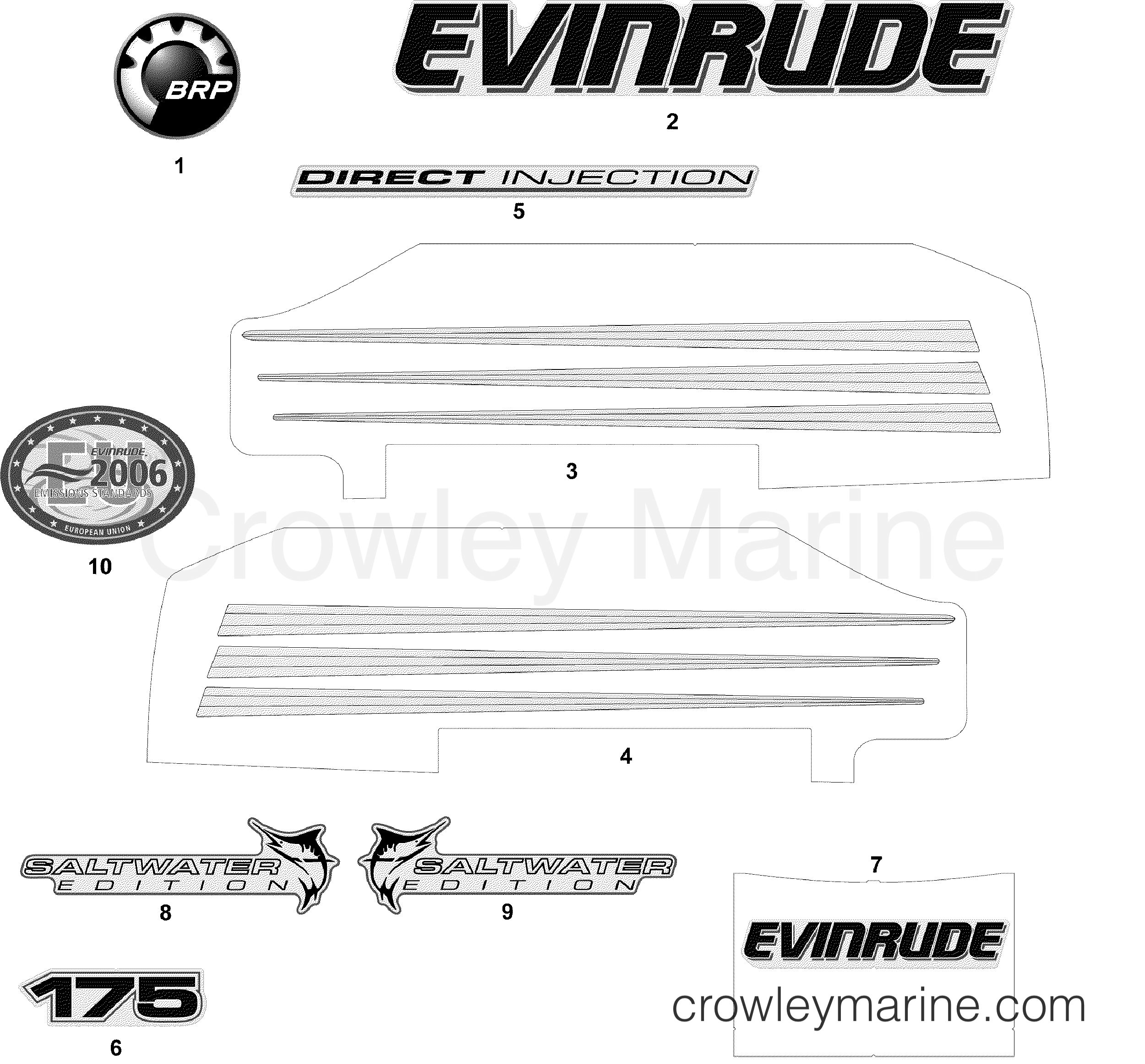 2006 Outboard 175 - E175FSLSDD - DECALS WHITE MODELS