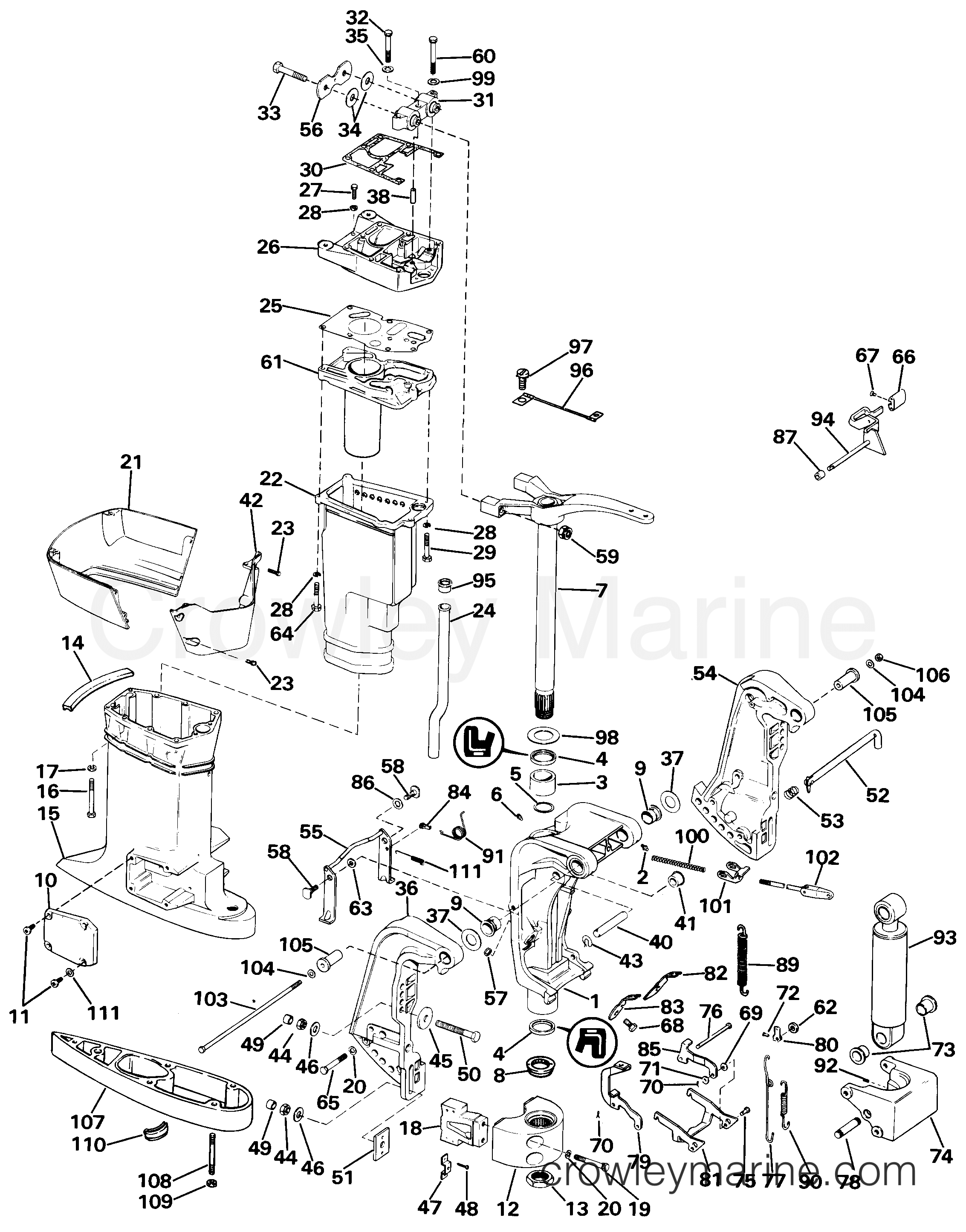 1985 Outboard 65 - J65TELCOC - MIDSECTION