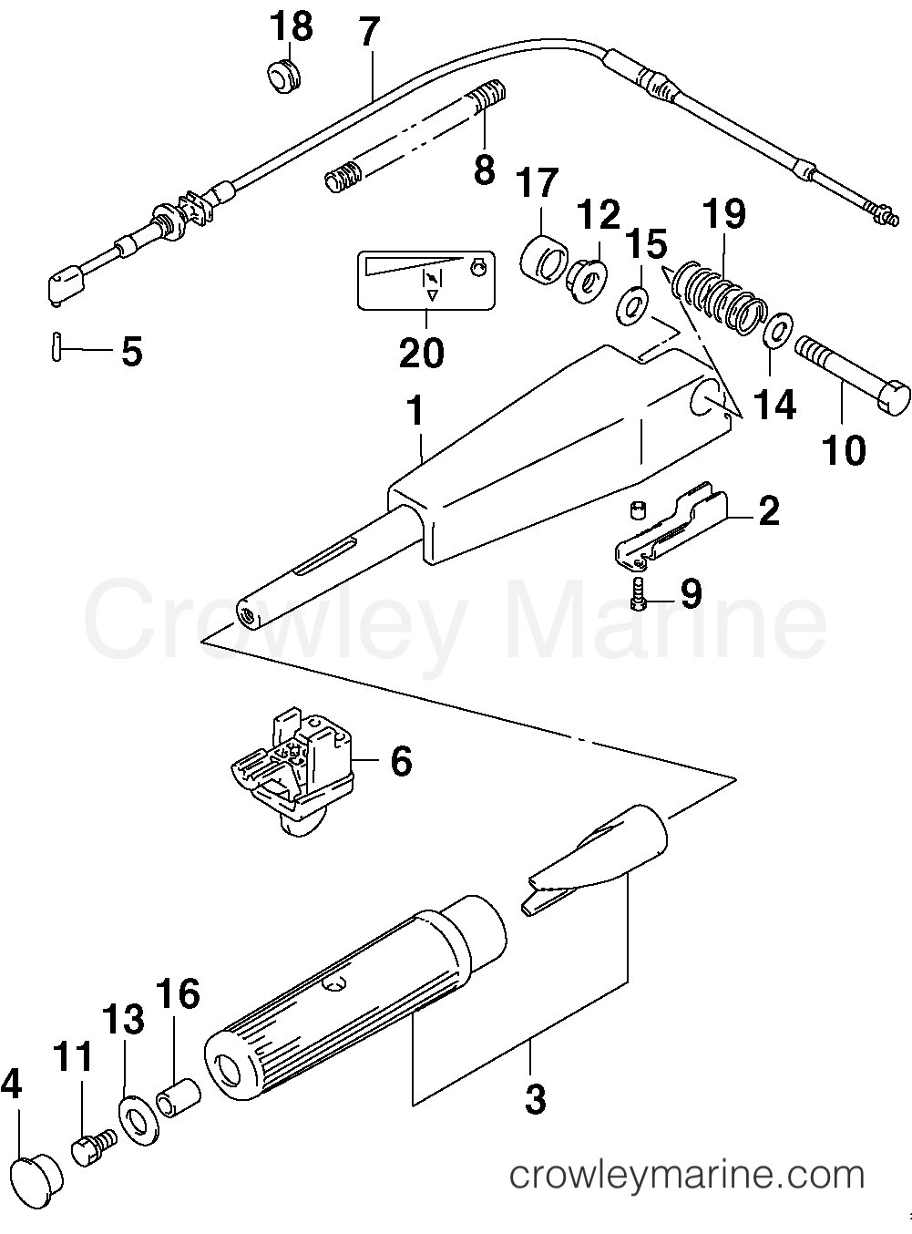 TILLER HANDLE 2002 Outboard 9.9 J10R4SNF Crowley Marine