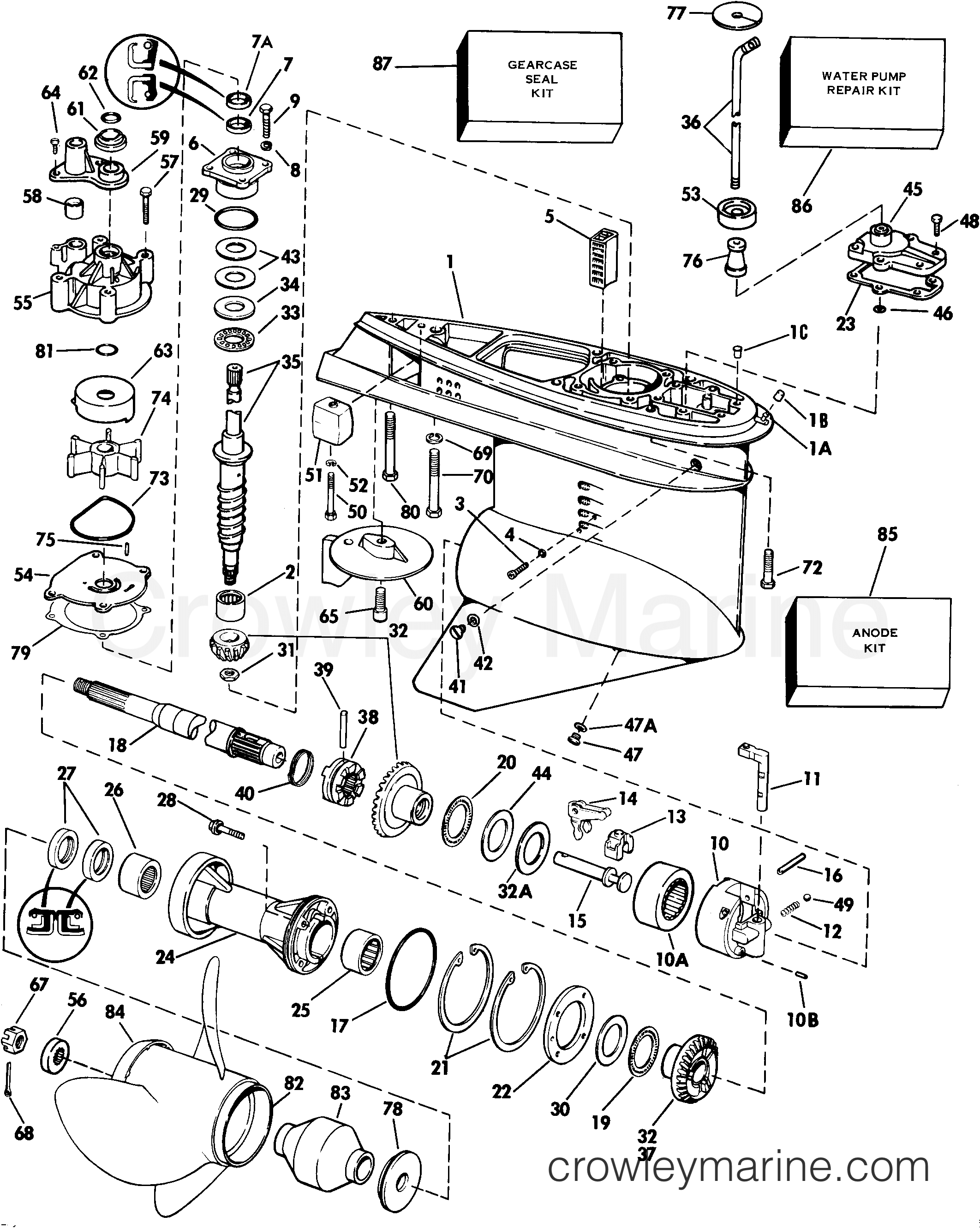 1985 Outboard 235 - E235STLCOR - GEARCASE