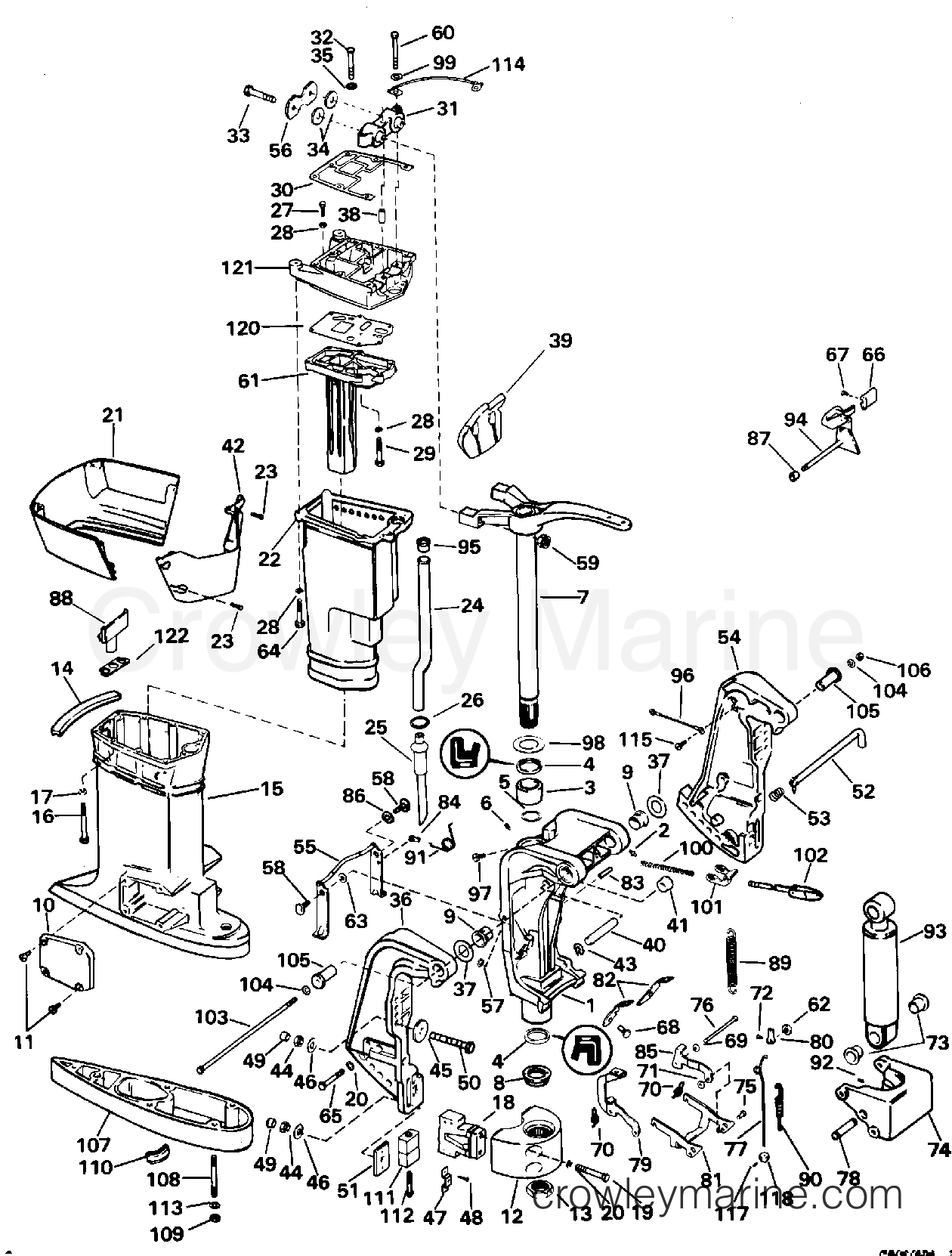 1995 Outboard 65 - E65RSLC - MIDSECTION