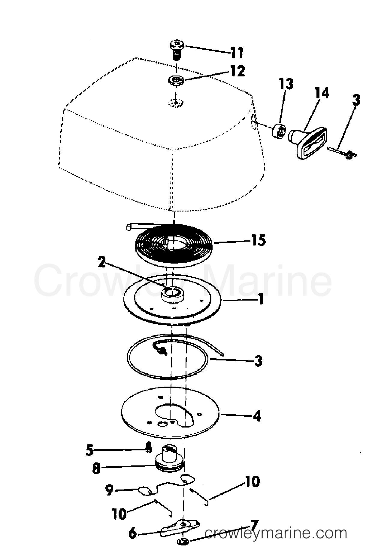 1974 Outboard 2 - 2R74E - REWIND STARTER