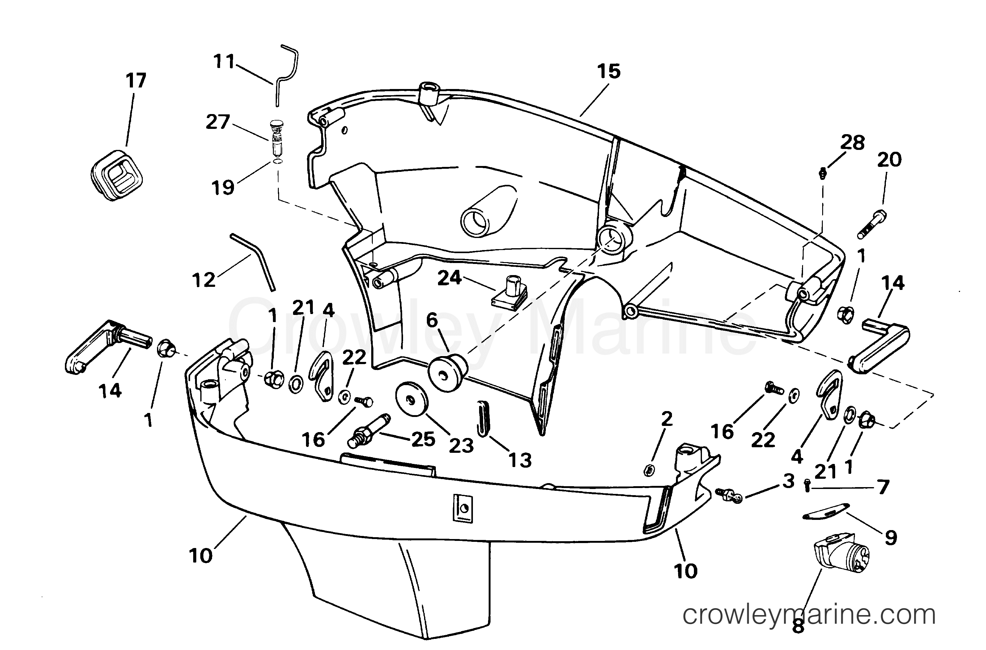 2001 Outboard 135 - J135PLSIF - LOWER ENGINE COVER