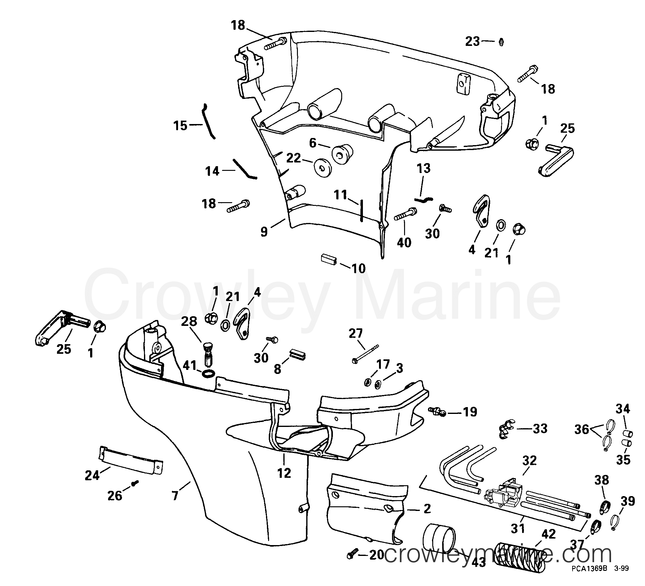 1999 Outboard 90 - E90FPLEEC - LOWER ENGINE COVER