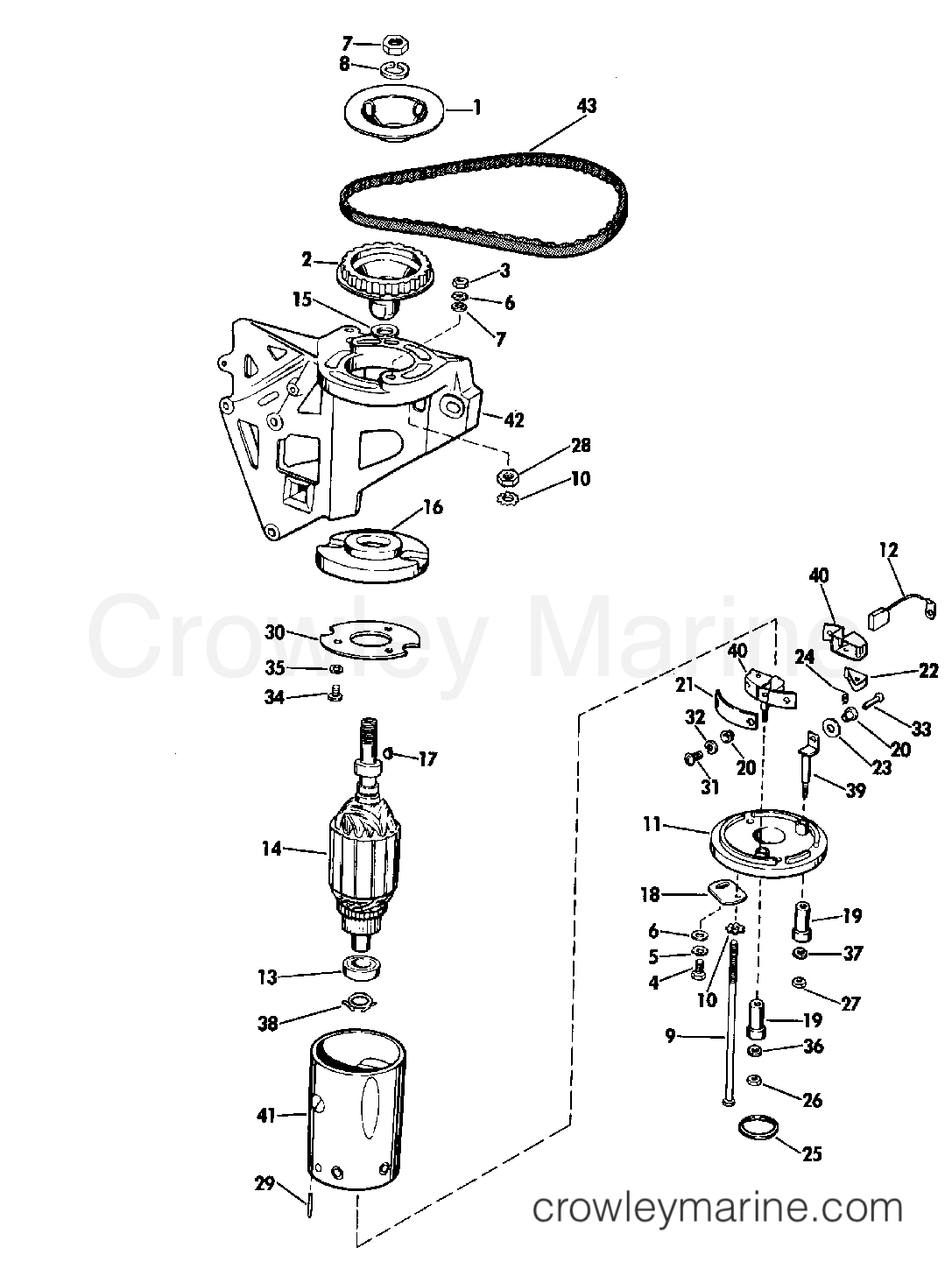 GENERATOR GROUP ELECTRIC SHIFT - 1968 Outboard 40 RK-30C | Crowley